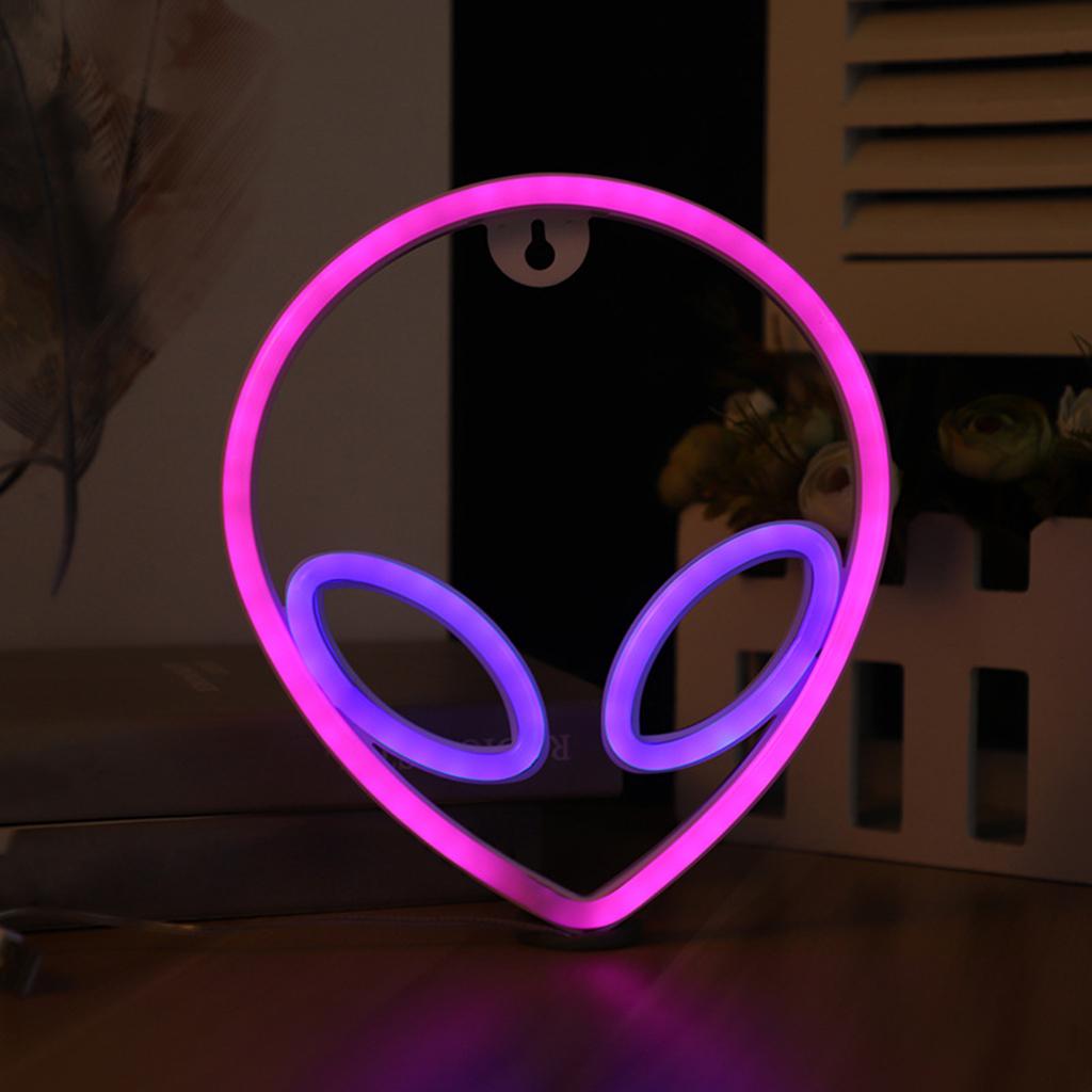 Alien Neon Sign Wall Decor Art Decor Accessories USB for Bedroom Pink blue
