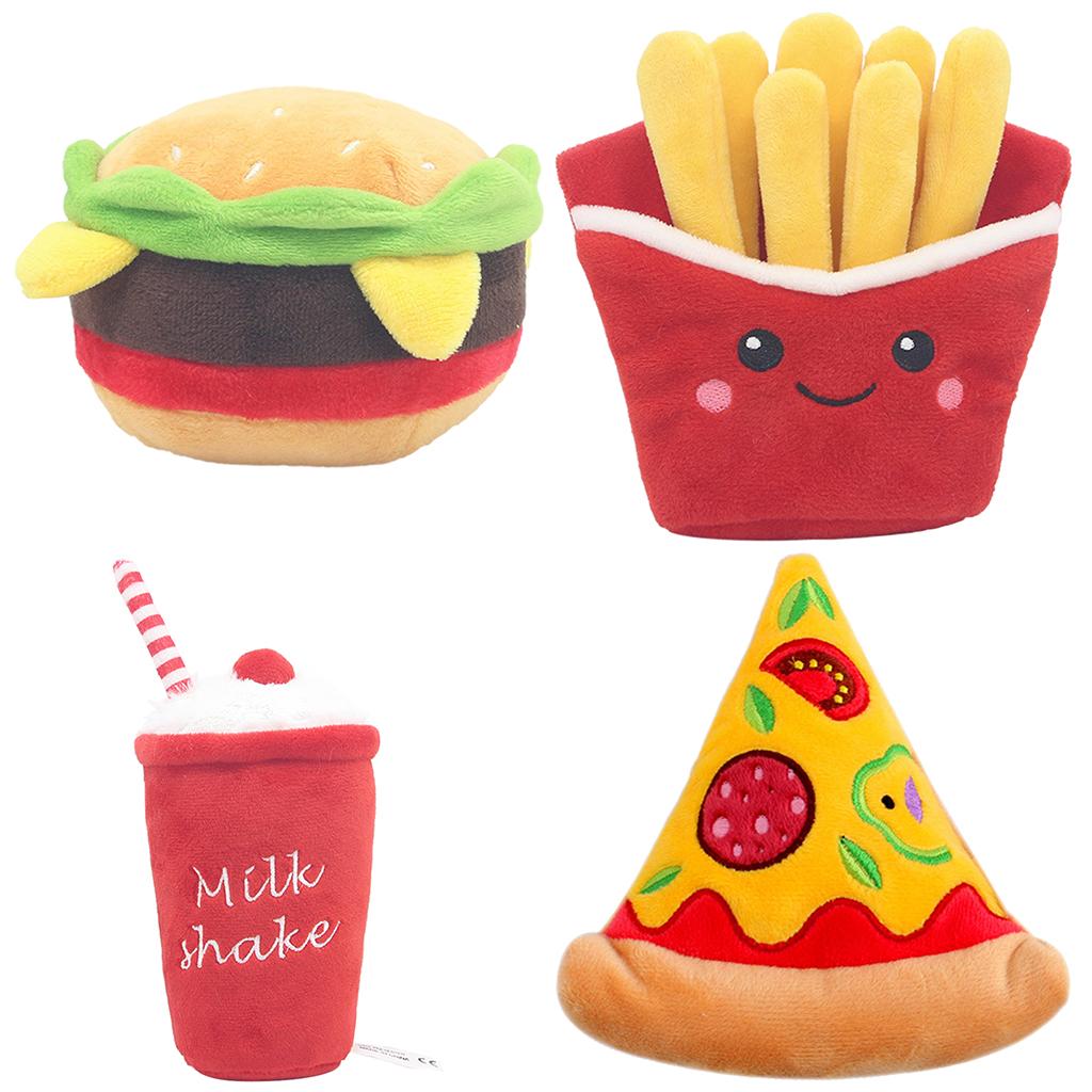 Dog Squeaky Toy Durable Funny Reducing Boredom Fast Food Shape Hamburger