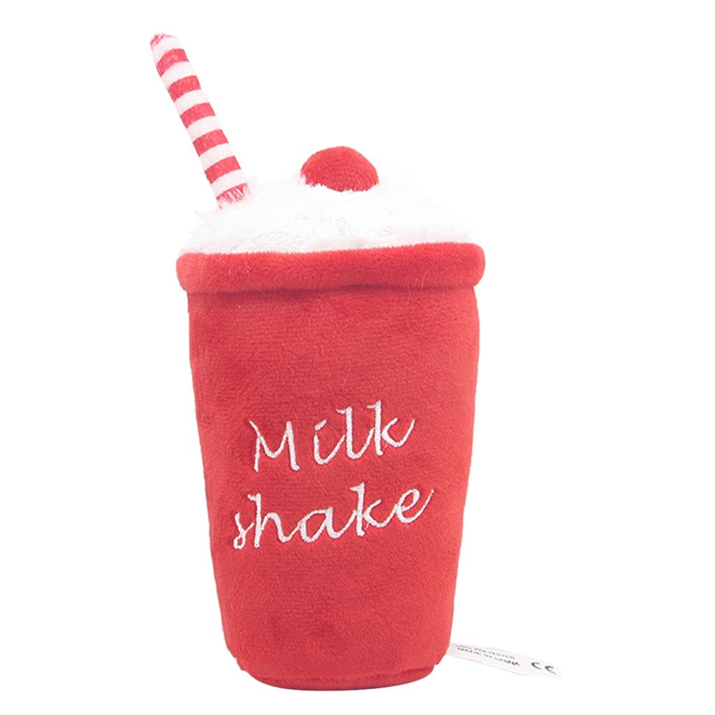 Dog Squeaky Toy Durable Funny Reducing Boredom Fast Food Shape Milkshake Cup