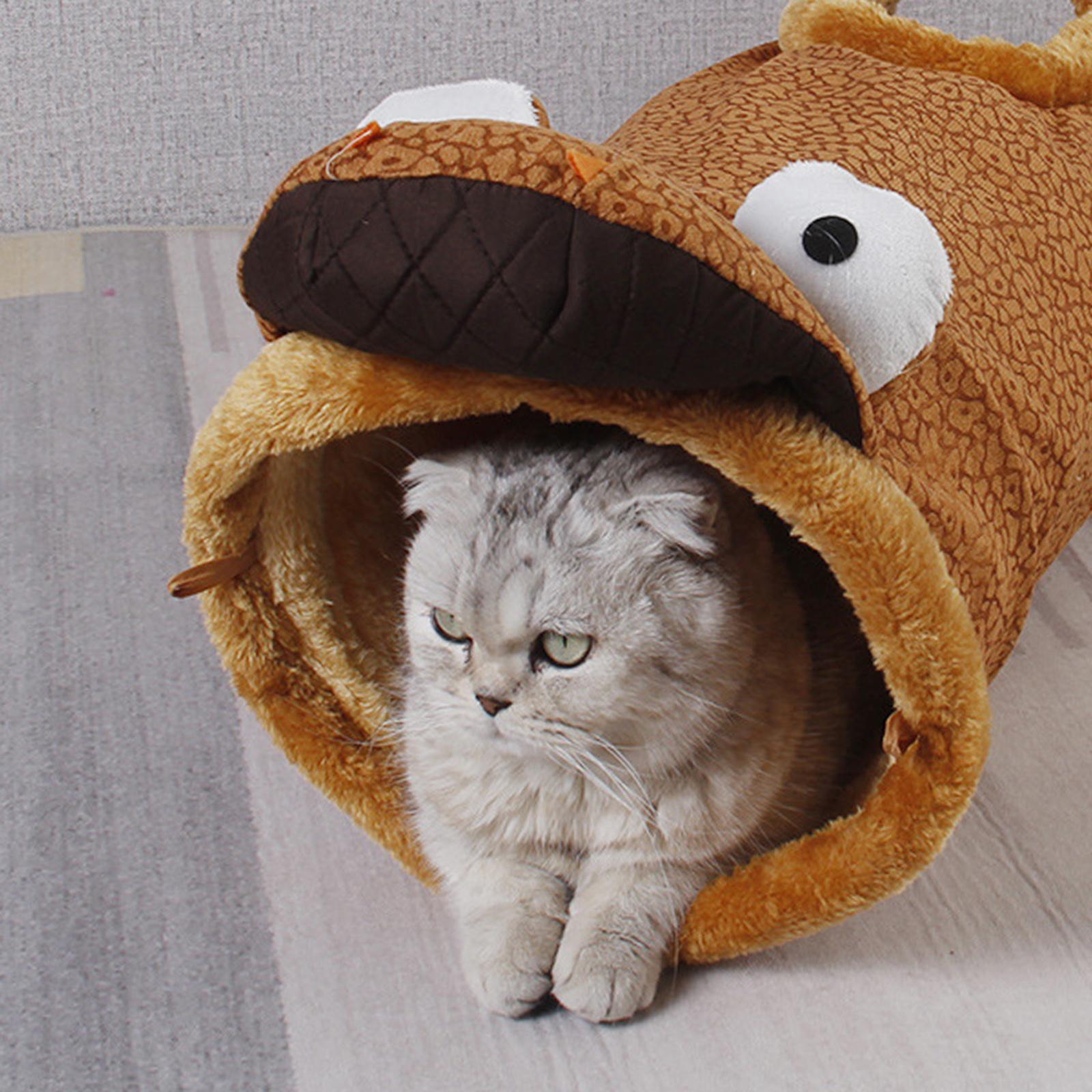 Collapsible Cats Tunnel Tube Interactive Indoor Cats Peek Hole Toys Dinosaur
