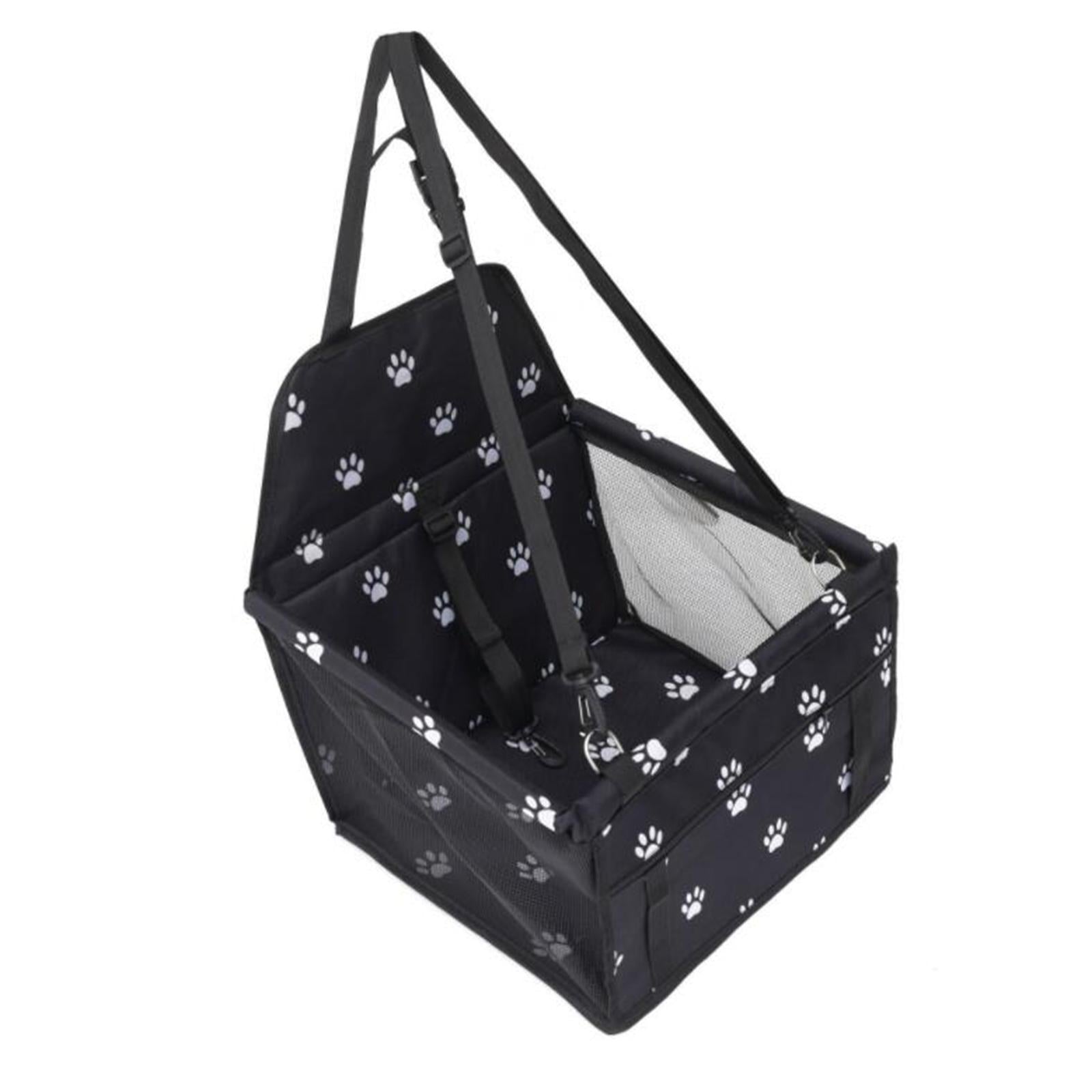 Car Dog Cat Seat Cover Safe Protector Waterproof Hammock Cushion Bag Seat Black Paw Print