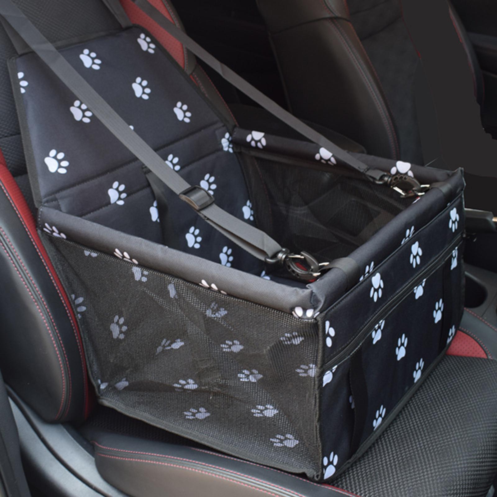 Car Dog Cat Seat Cover Safe Protector Waterproof Hammock Cushion Bag Seat Black Paw Print