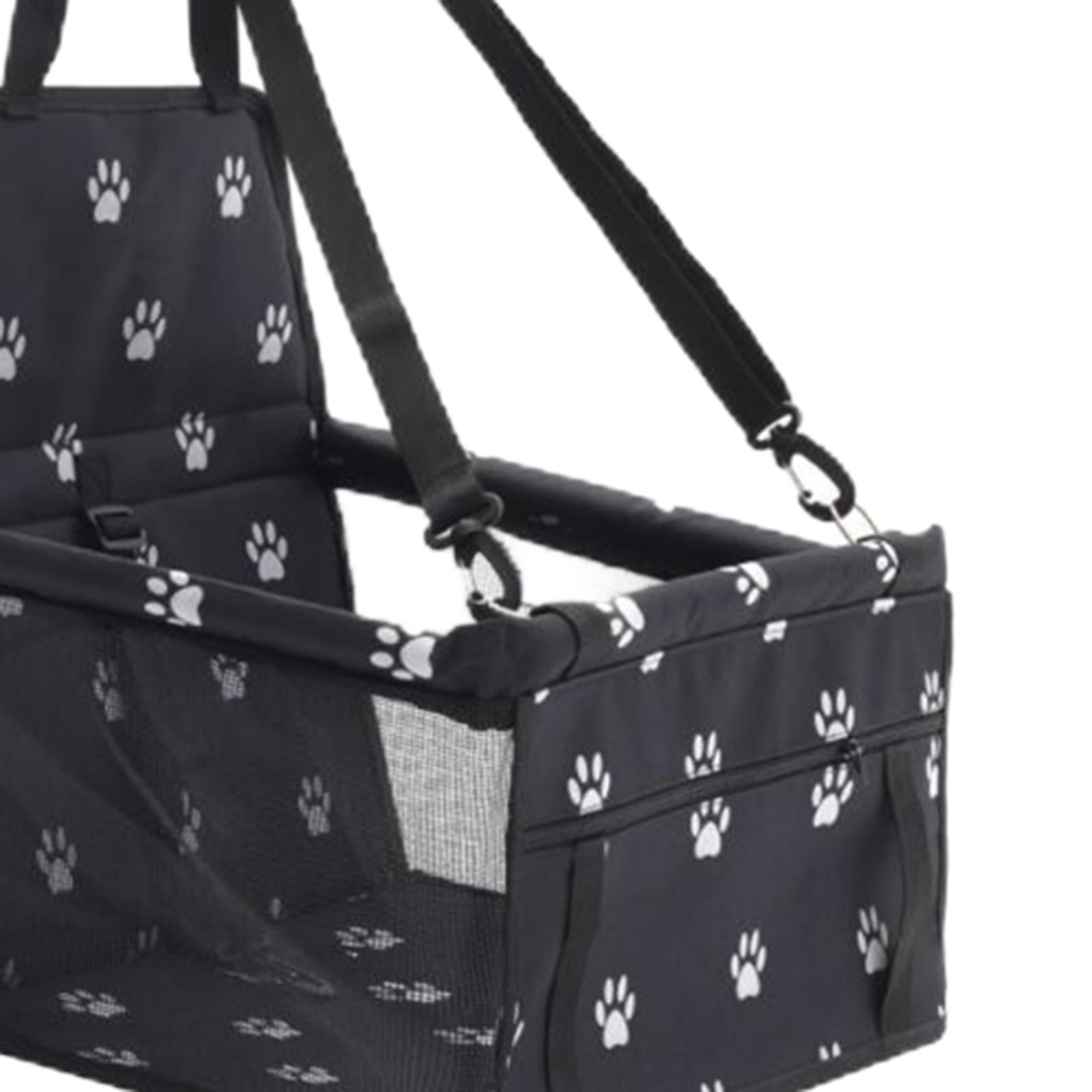 Car Dog Cat Seat Cover Safe Protector Waterproof Hammock Cushion Bag Seat Black Paw Print