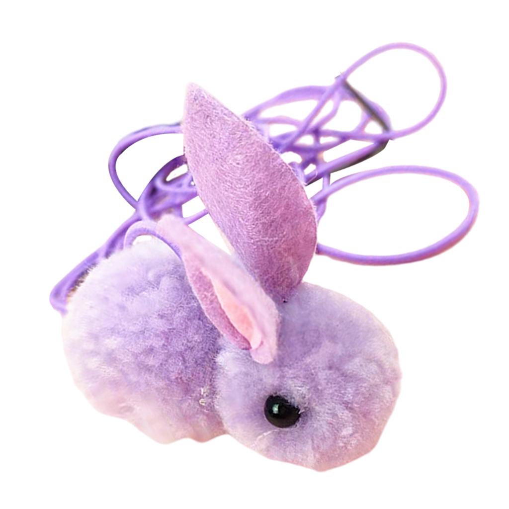 Cat Rabbit Toy Hanging Retractable Plush Exerciser Funny Cat Toys for Window Purple