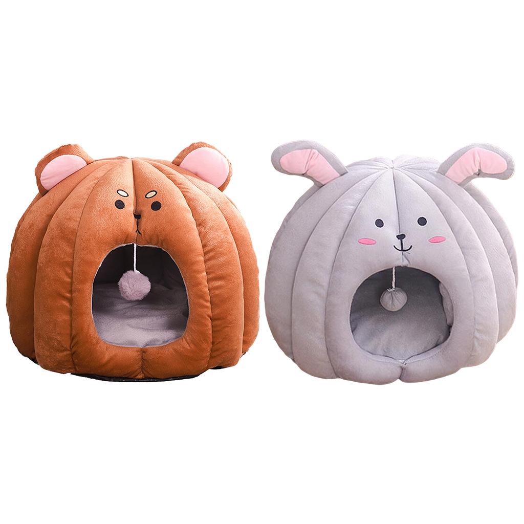 Cat Bed Warm Winter House Non-Slip Kennel Calming for Snooze Sleeping Bear