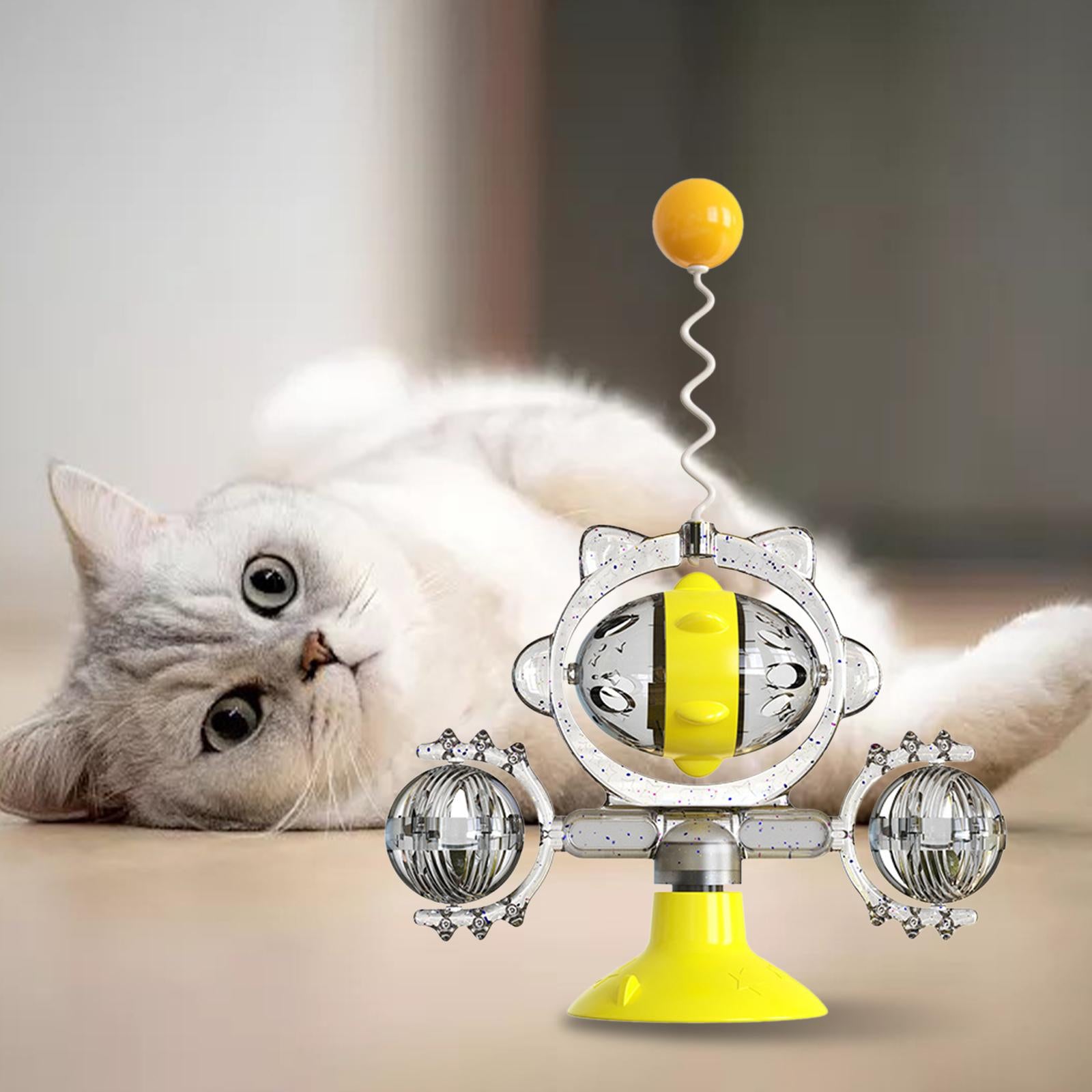Cats Interactive Pinwheel Toy Rotatable for Dogs Pets Training Indoor Yellow