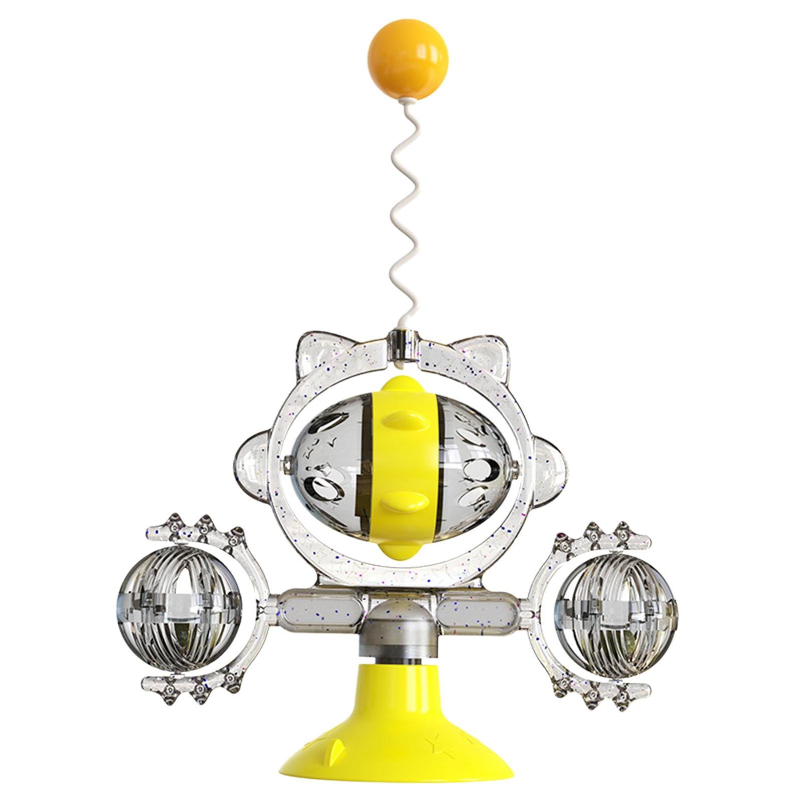 Cats Interactive Pinwheel Toy Rotatable for Dogs Pets Training Indoor Yellow