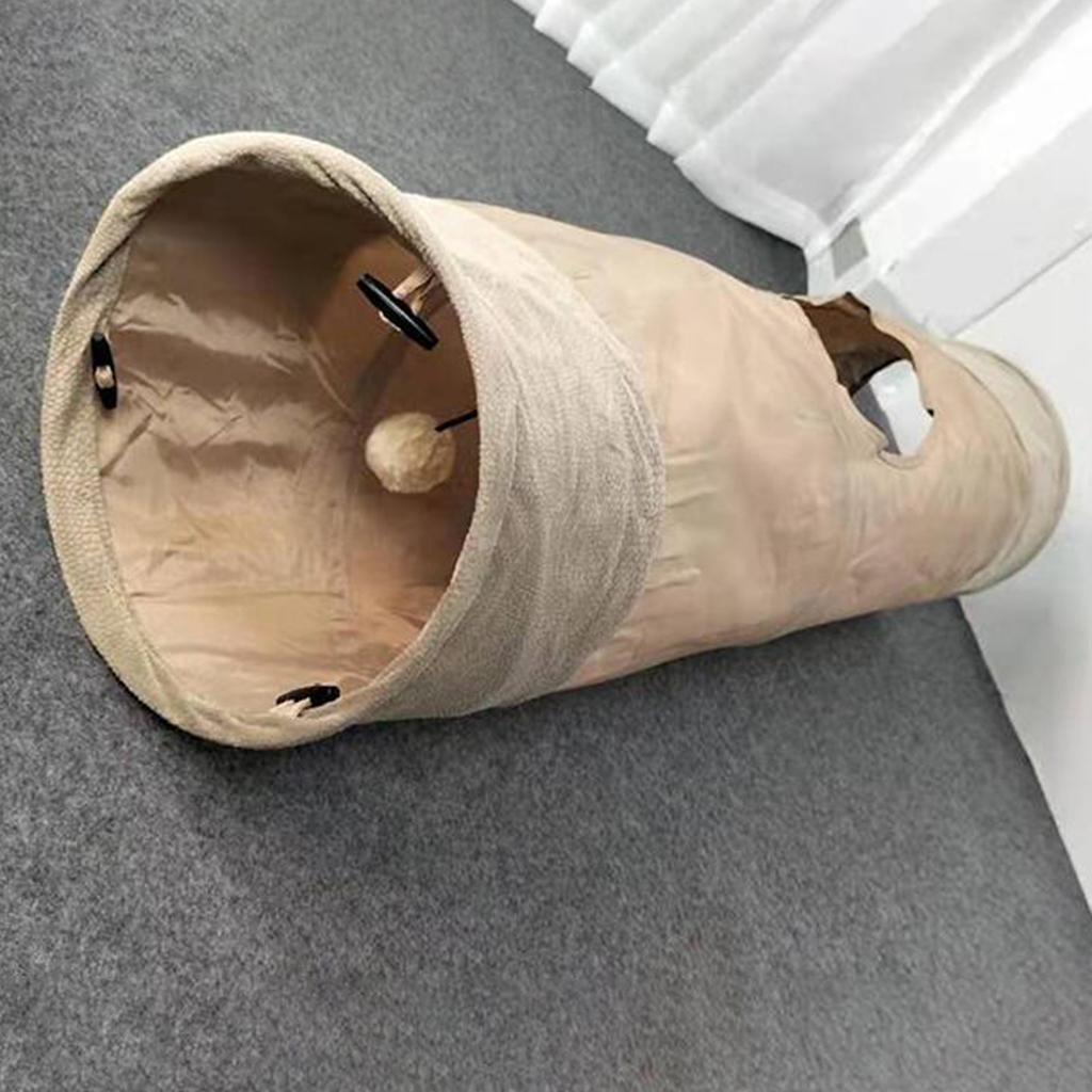 Cat Tunnel Interactive Play with Ball Peek Hole for Dogs Kitten wheat color