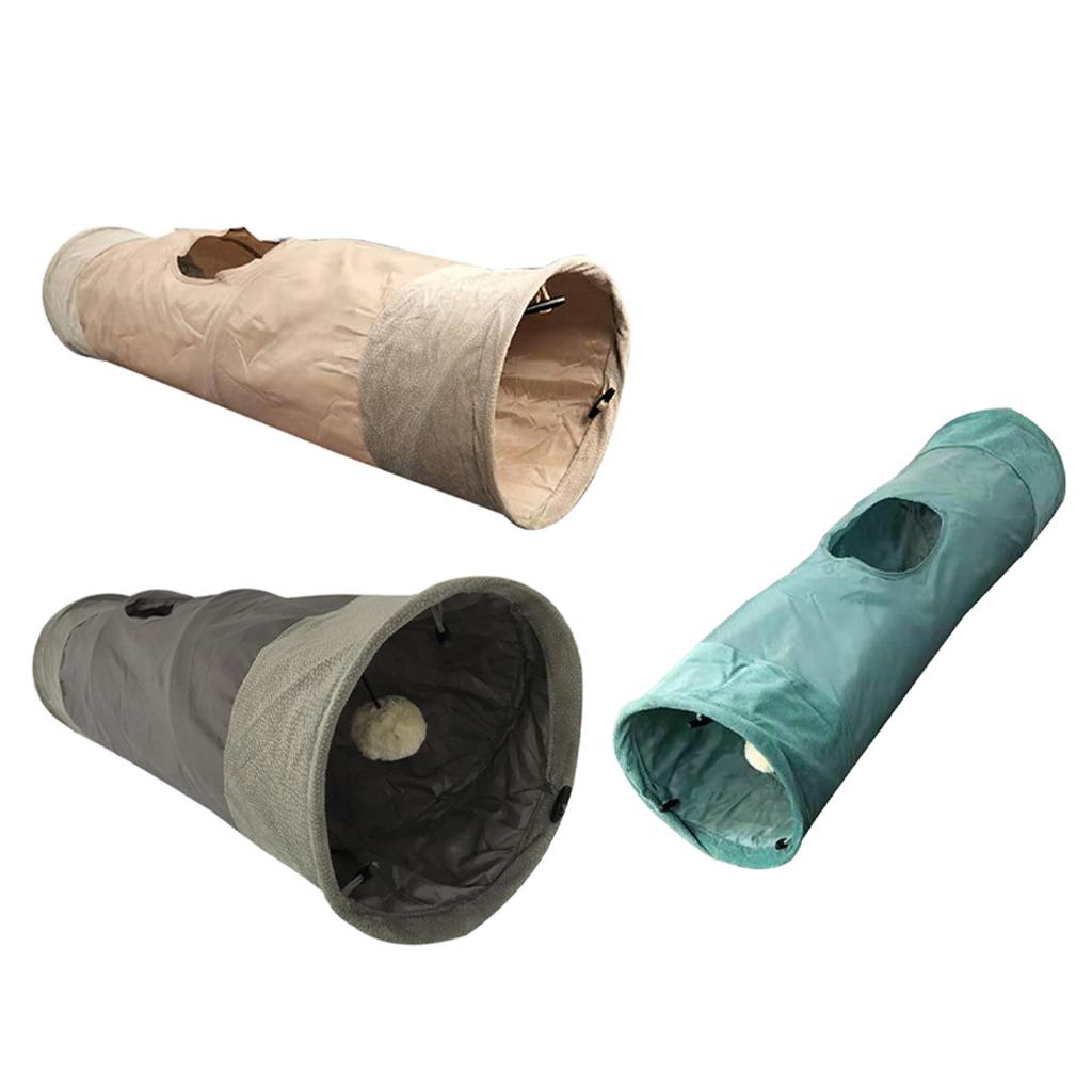 Cat Tunnel Interactive Play with Ball Peek Hole for Dogs Kitten wheat color