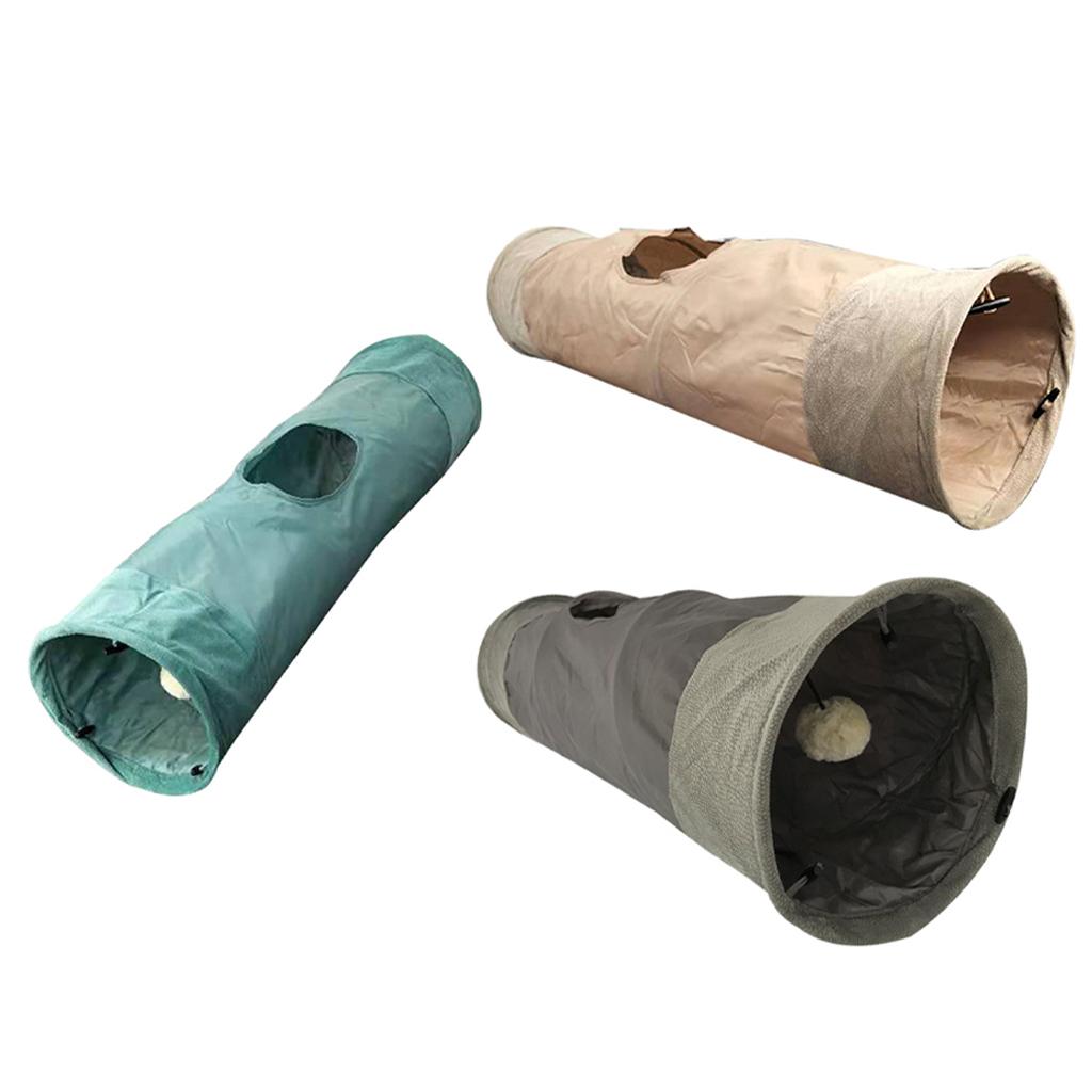 Cat Tunnel Interactive Play with Ball Peek Hole for Dogs Kitten wheat color