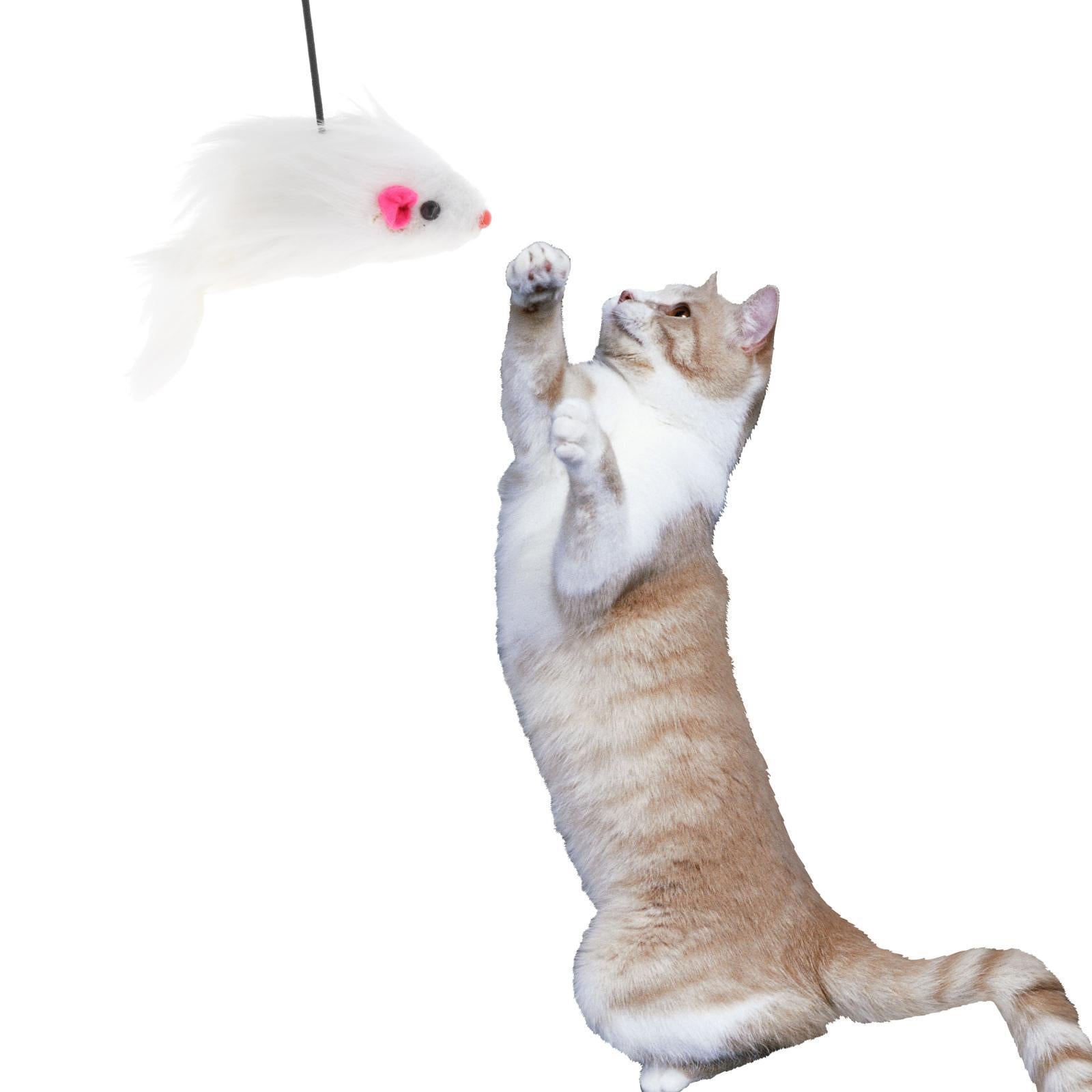 Cat Mouse Toy Plush Mice Hanging Door Pet Toy Funny Cat Toys for Indoor Cats White