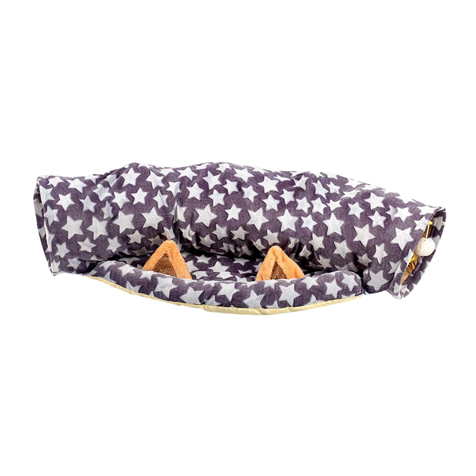 Cat Bed Play Tunnel with Scratching Ball Foldable Cushion Mat for Indoor Pet