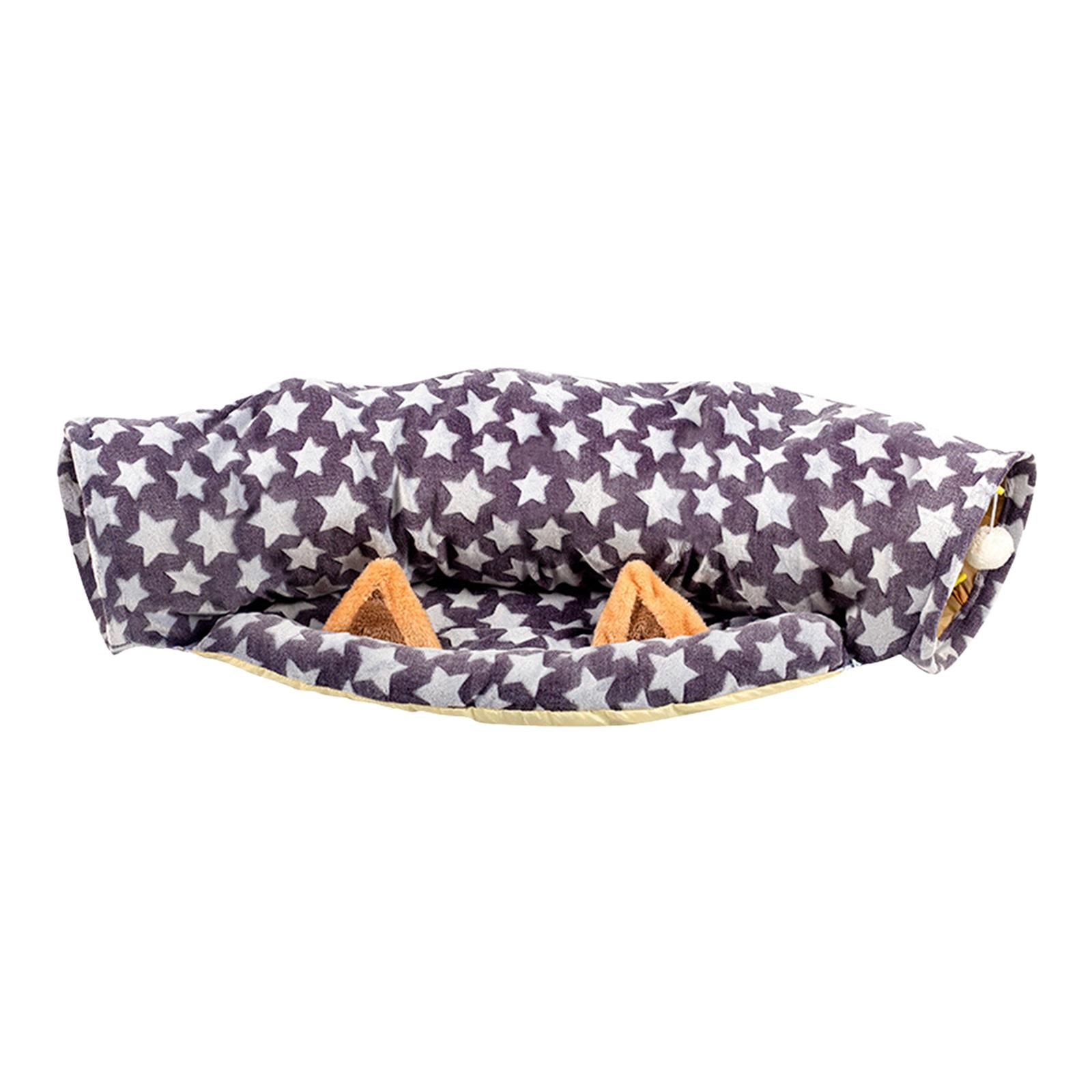 Cat Bed Play Tunnel with Scratching Ball Foldable Cushion Mat for Indoor Pet