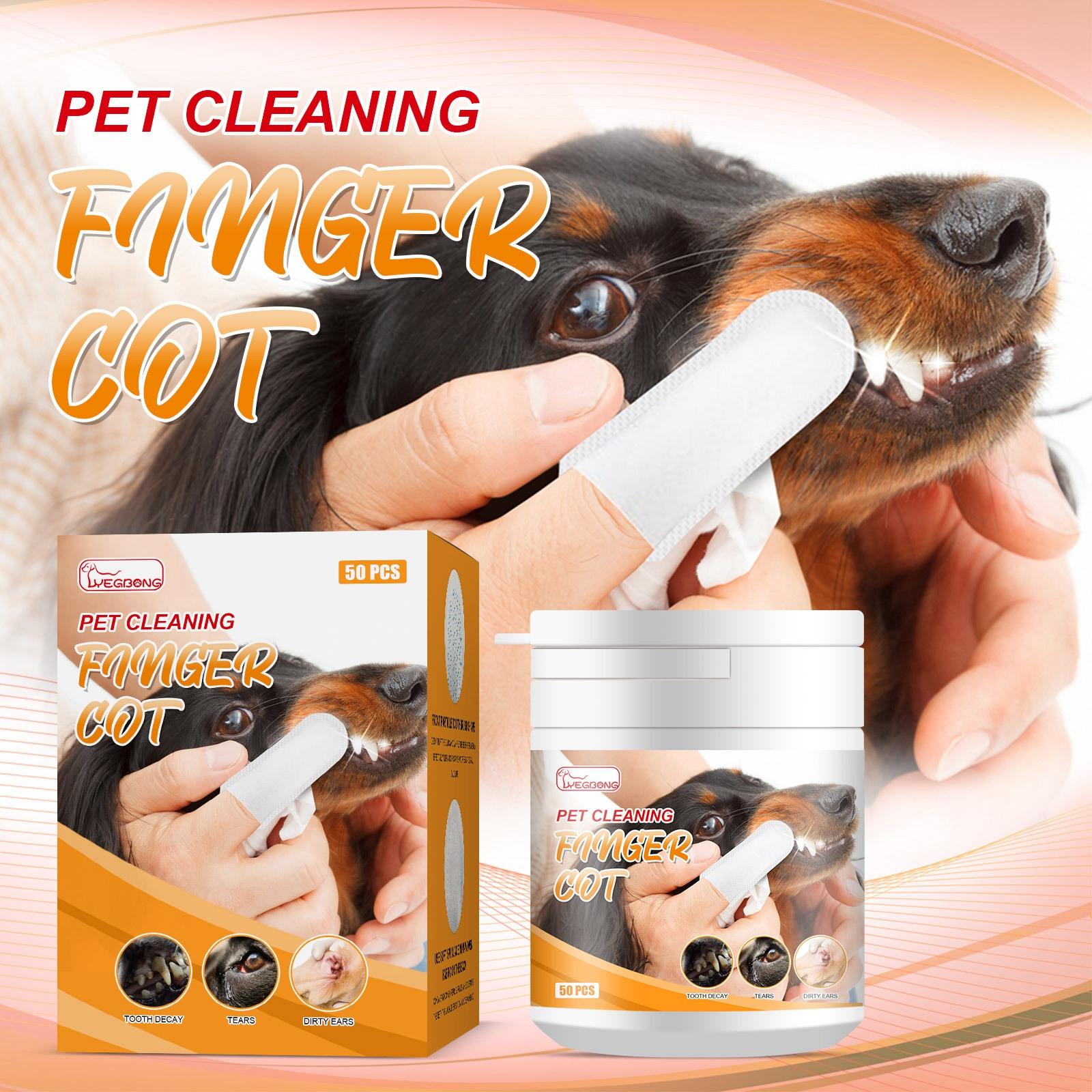 100Pcs Pet Care Finger Wipes Reduce Plaque & Tartar Dogs & Cats Disposable