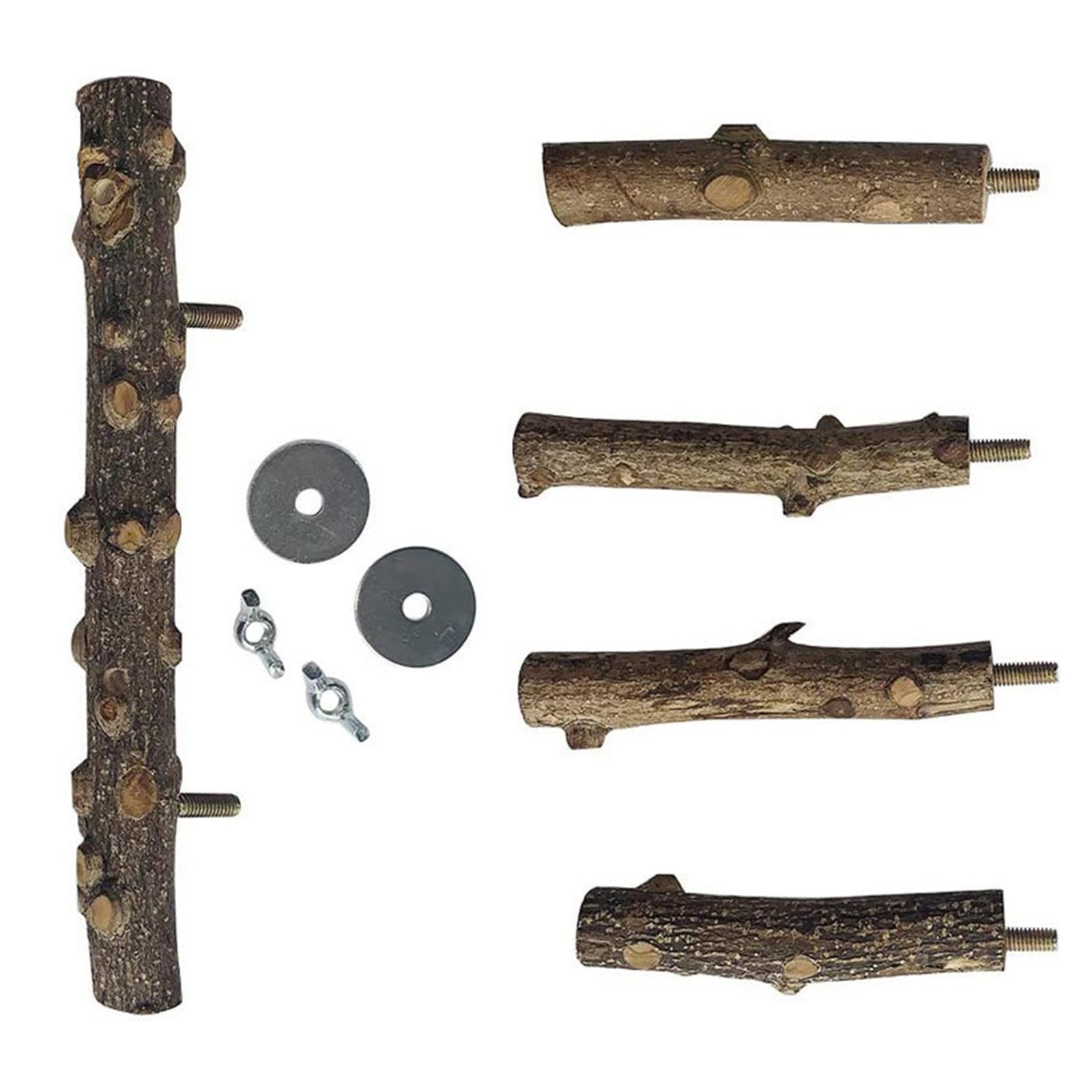 Bird Perches Claw Grinding Chewing Bite Toys Tree Branch Rack Wooden Pole