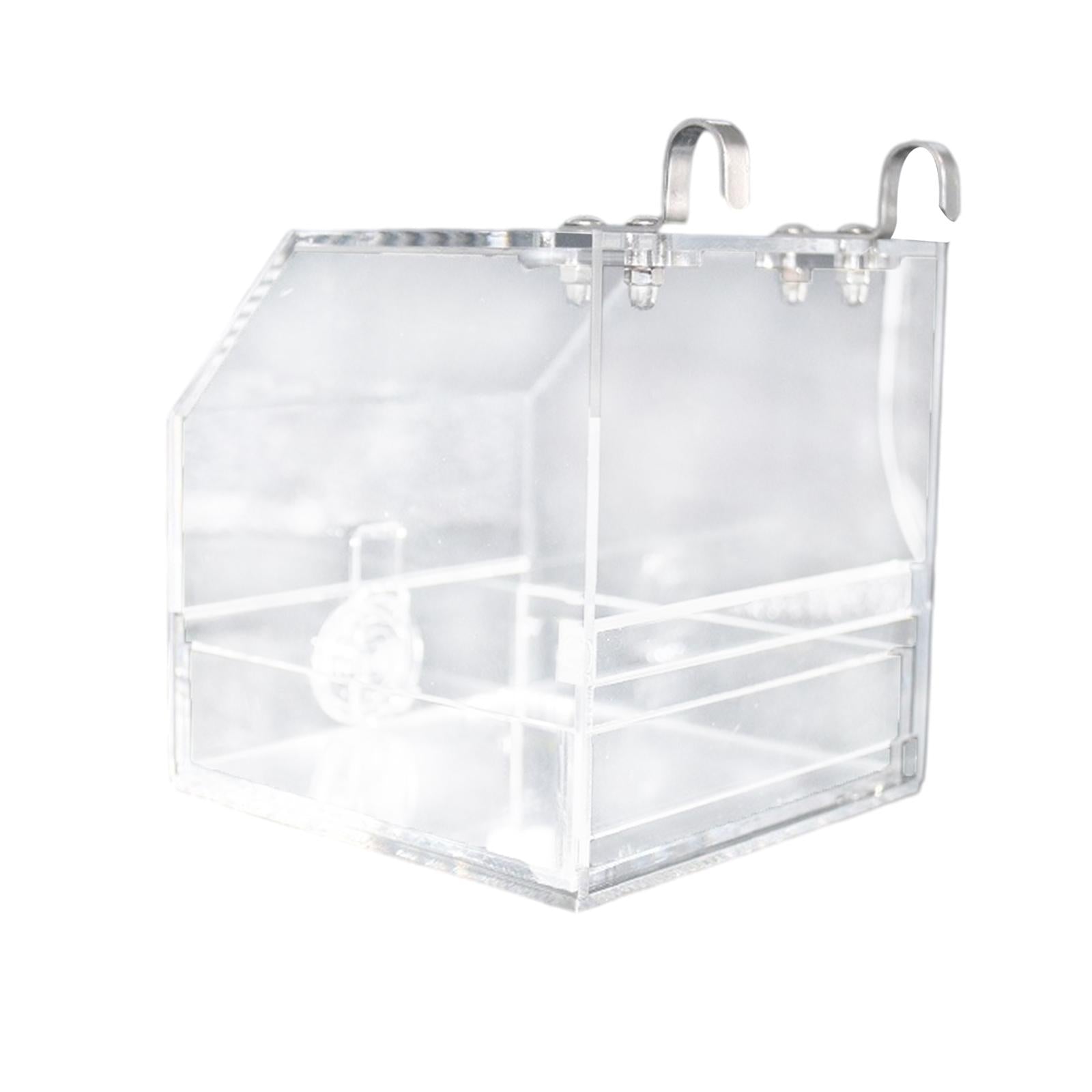 Clear Bird Cage Feeder Acrylic Hanging Pet Feeder Food Dish Feeding Box L