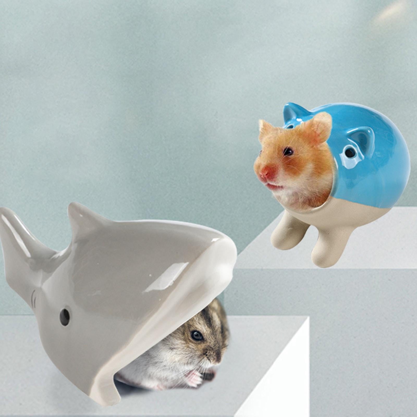 Cartoon Ceramic Hamster House Hideout Cave Small Animal Hut Green acorn