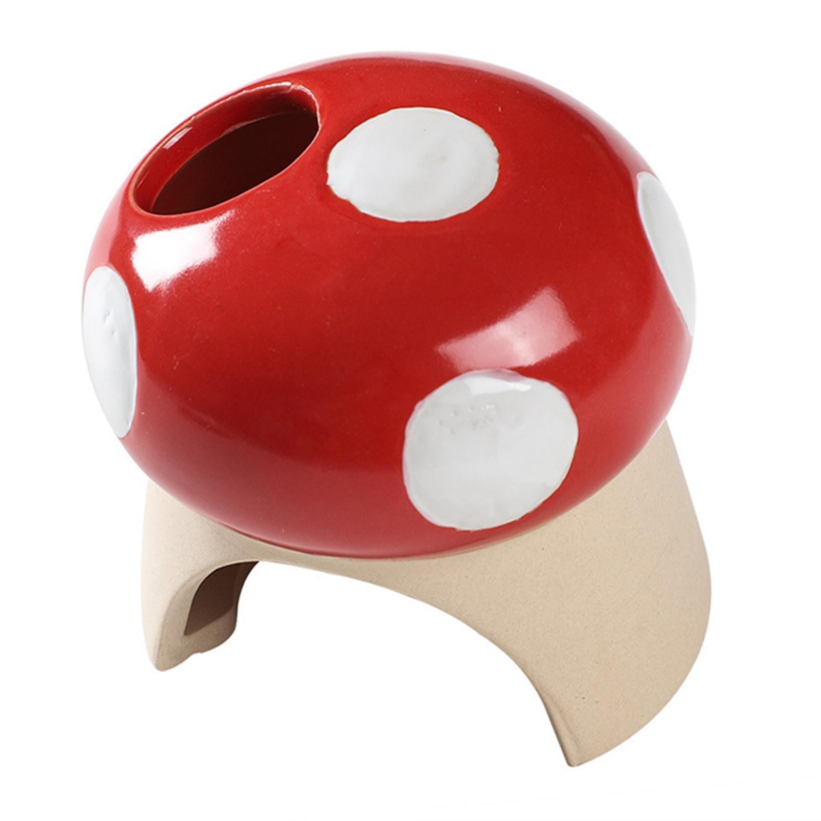 Cartoon Ceramic Hamster House Hideout Cave Small Animal Hut Red mushroom