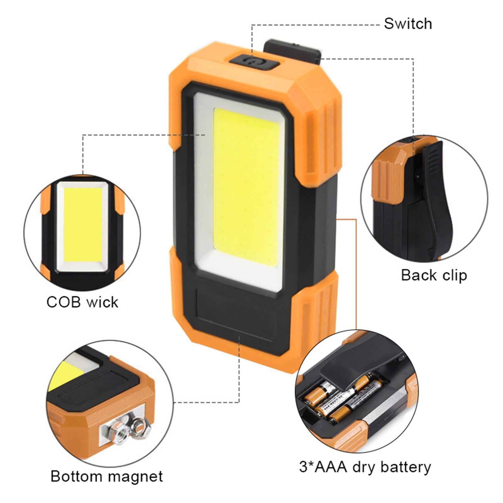 Brightness COB Small Flashlights Pocket Light 500 Lumens for Camping Yellow