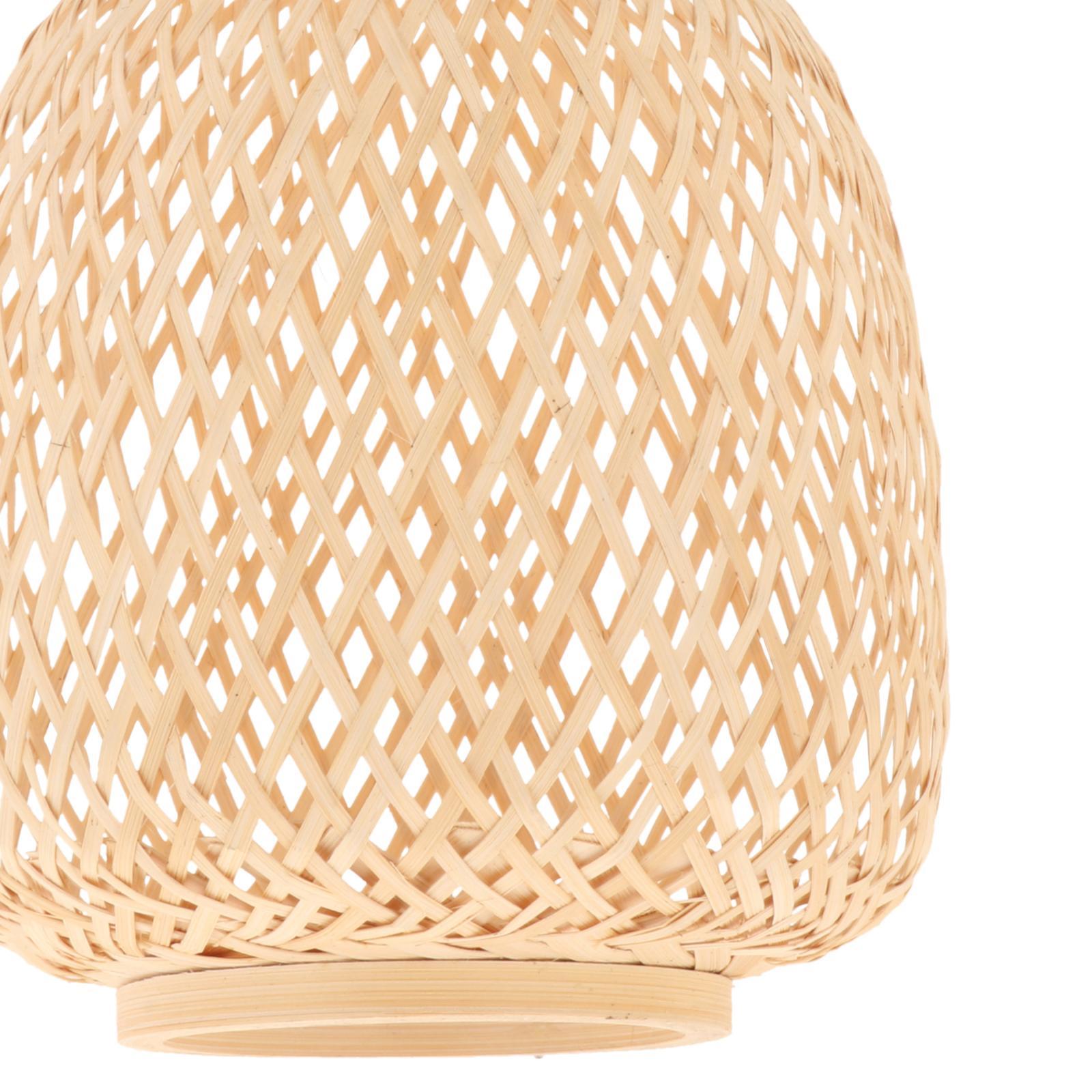 Bamboo Wicker Lamp Shade Hanging Light for Dining Room Living Room Bar