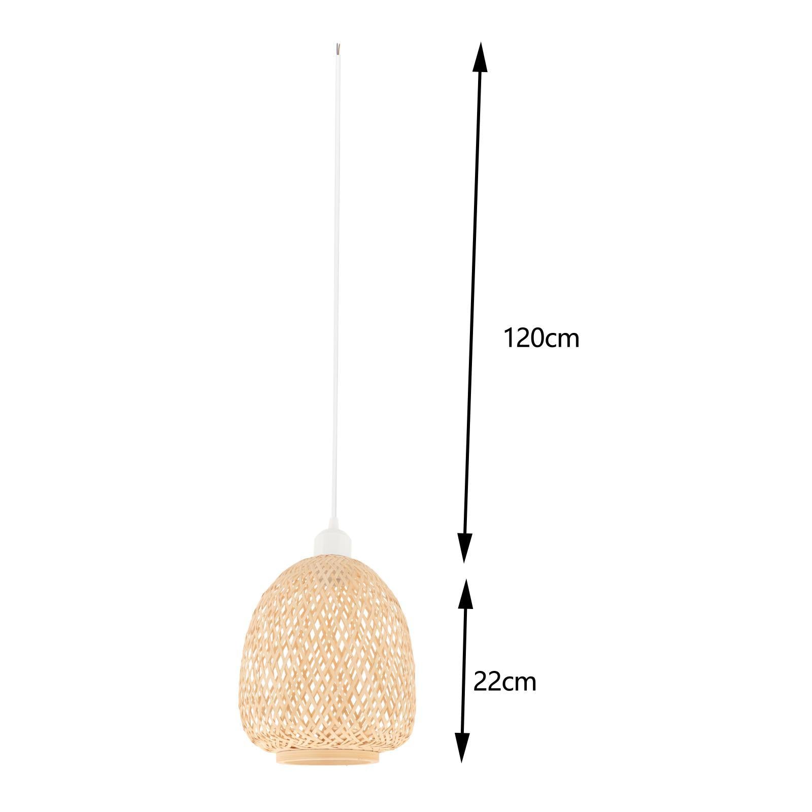 Bamboo Wicker Lamp Shade Hanging Light for Dining Room Living Room Bar