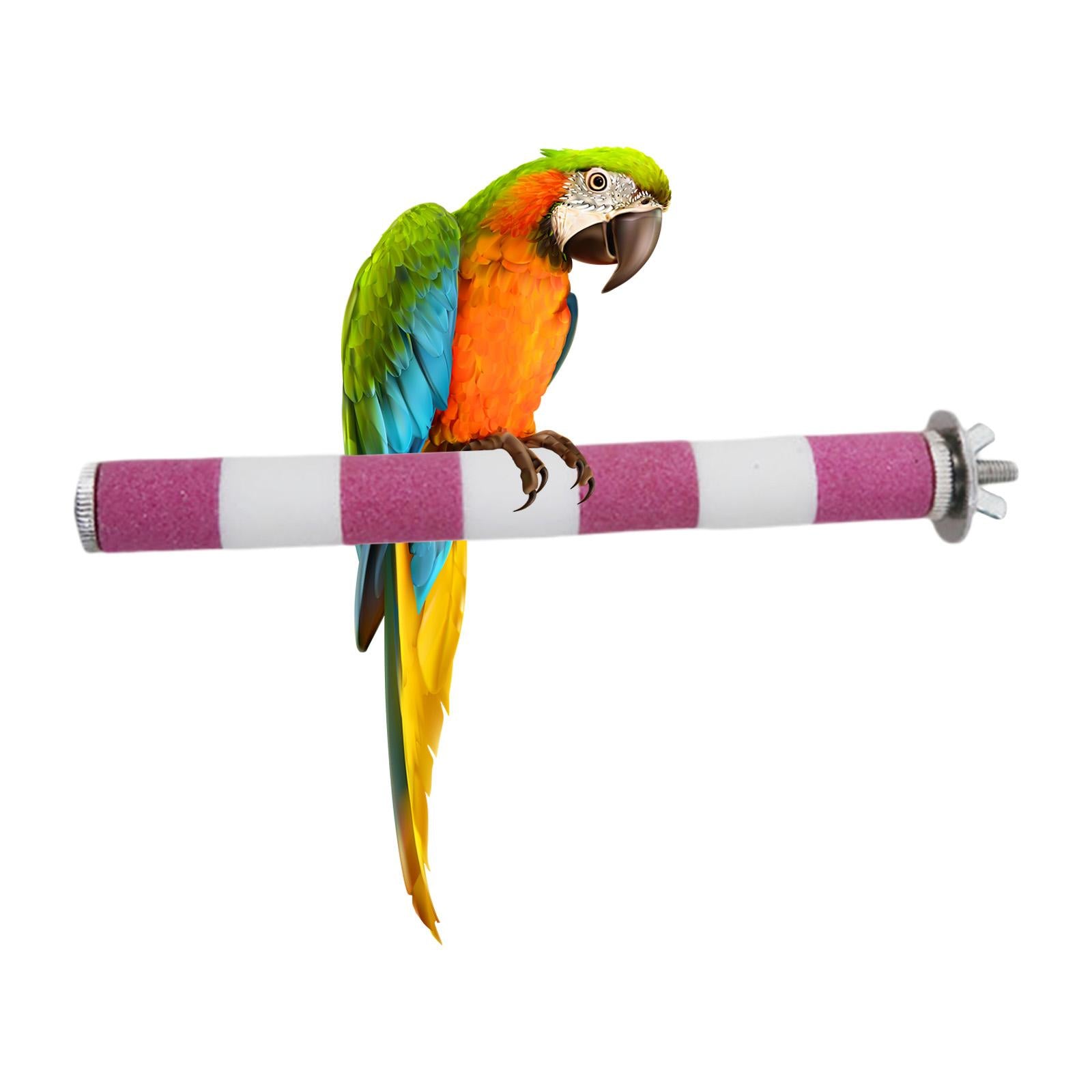 Bird Pet Parrot Stand Toys Chew Paw Grinding Colorful Cage Branch Perches Pink 2x20cm