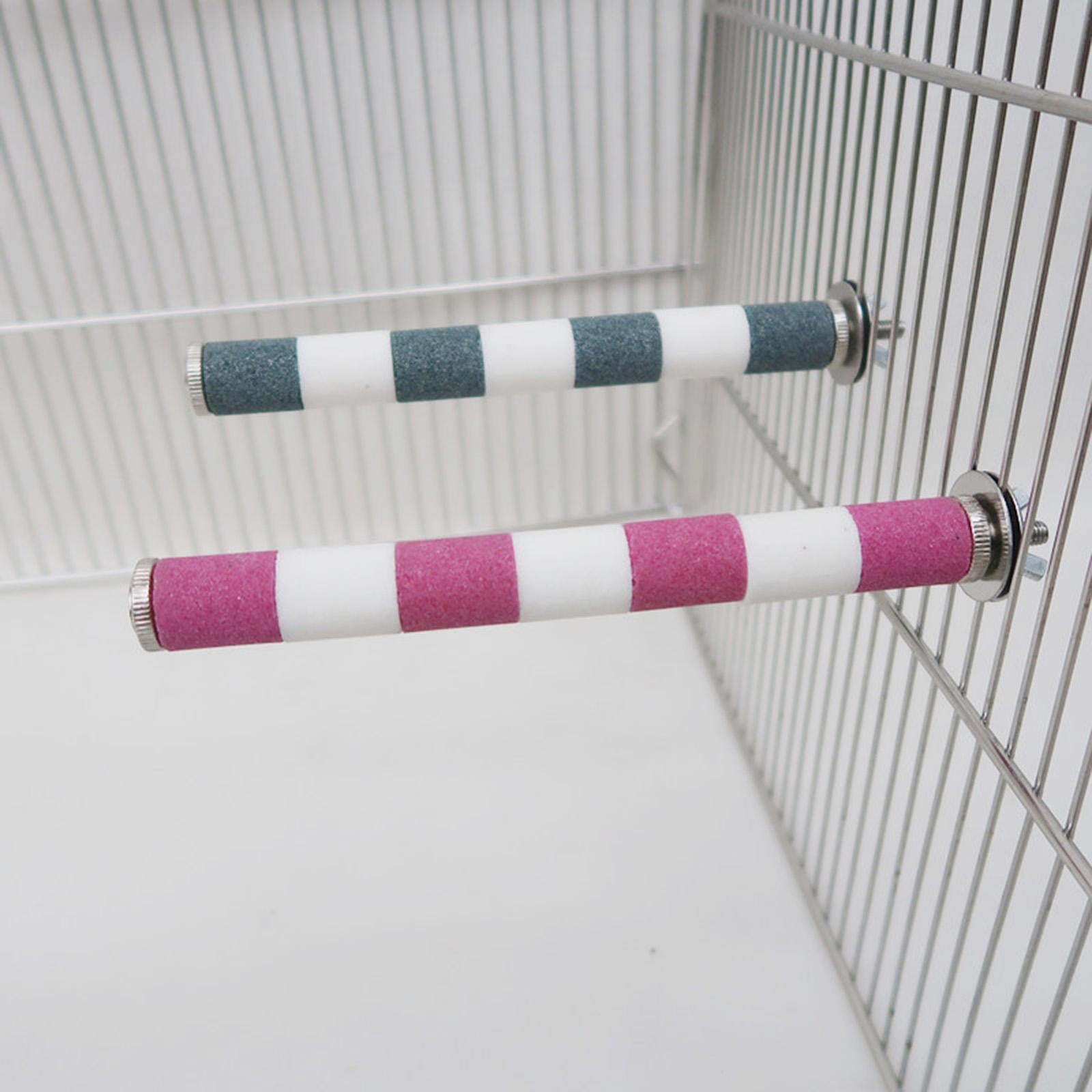 Bird Pet Parrot Stand Toys Chew Paw Grinding Colorful Cage Branch Perches Pink 2x20cm