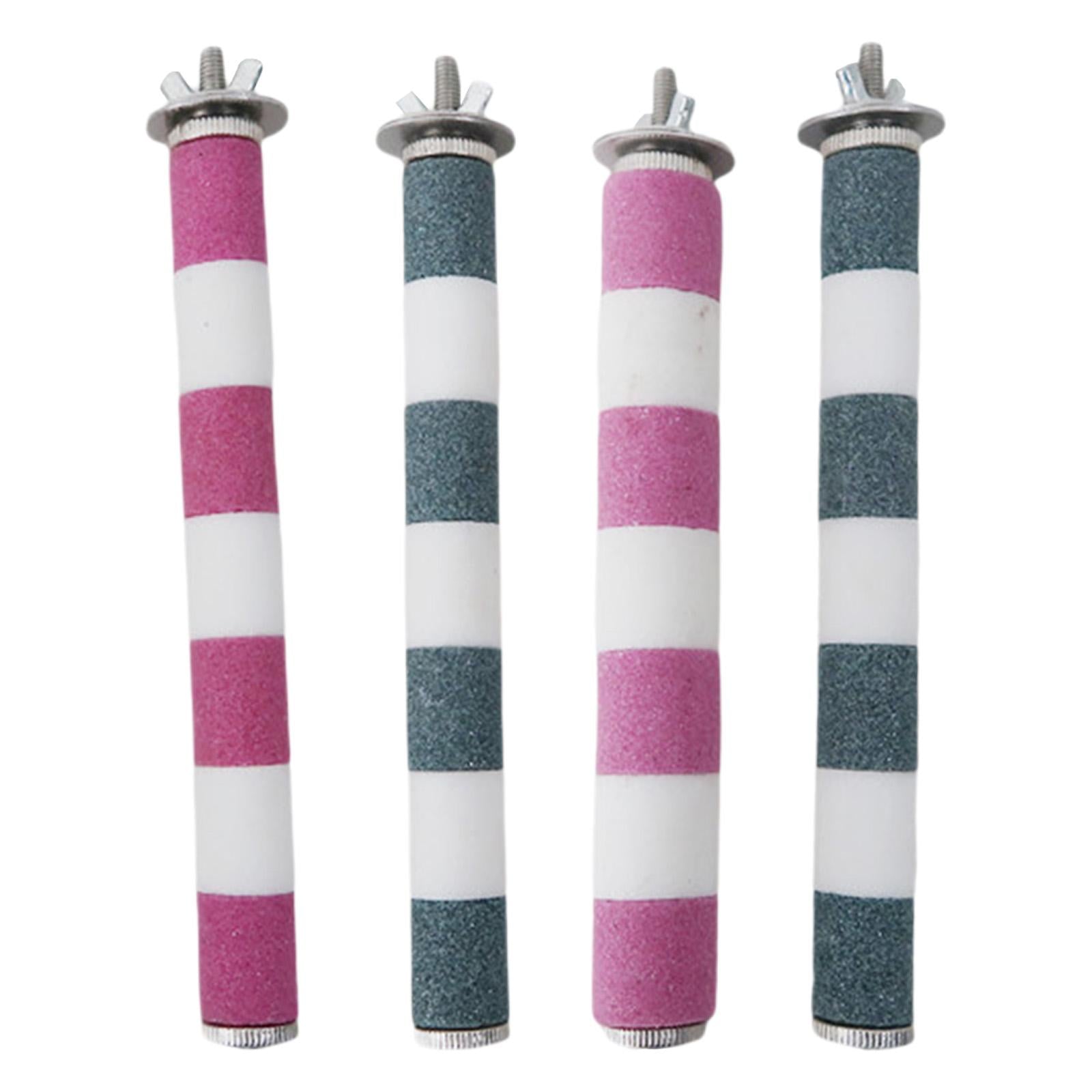 Bird Pet Parrot Stand Toys Chew Paw Grinding Colorful Cage Branch Perches Pink 2x20cm