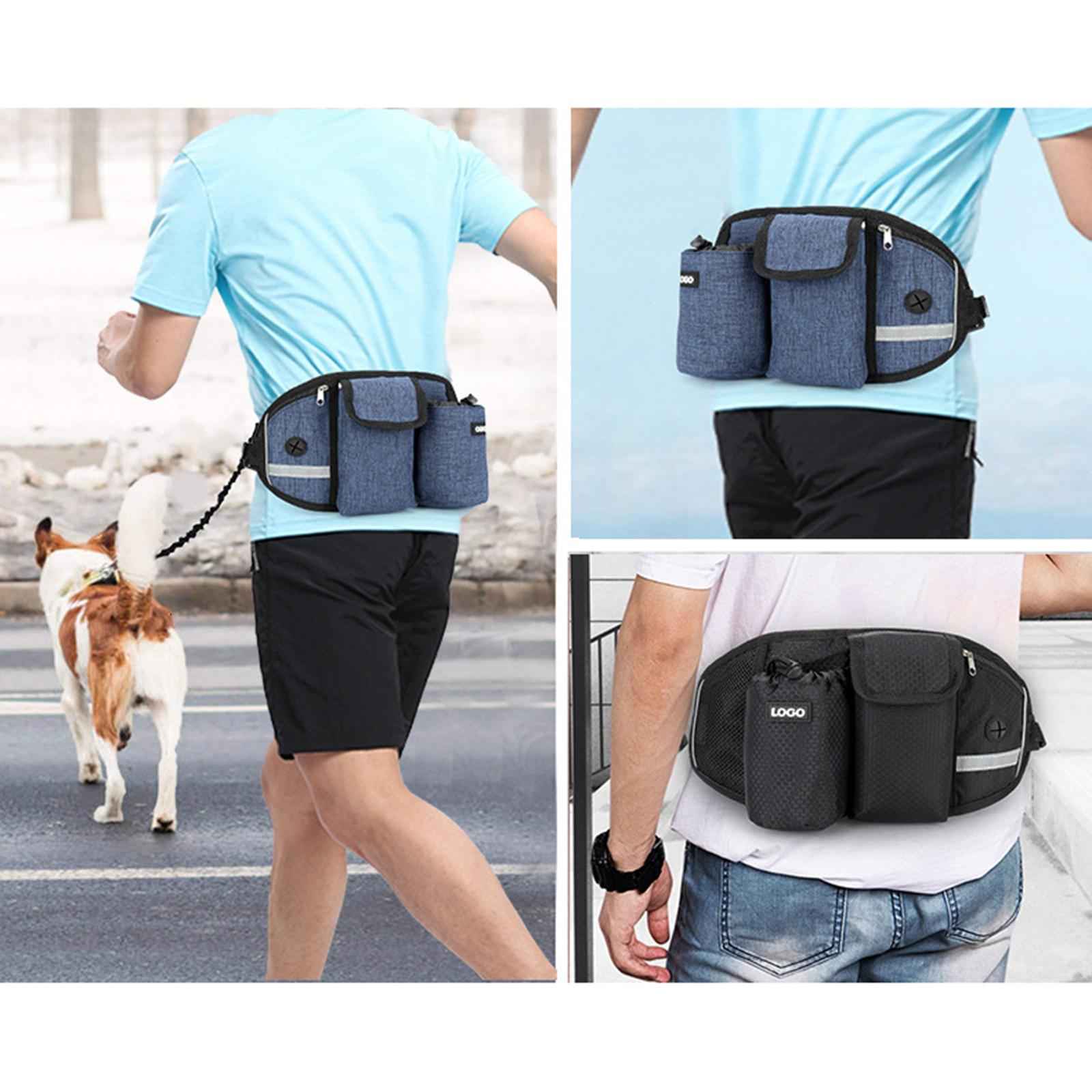Hands Free Dog Leash Running Waist Belt Pet Walking Elastic Leashes+Bag Leash Only