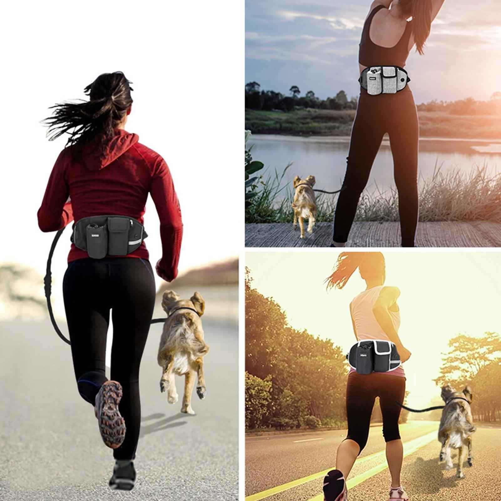 Hands Free Dog Leash Running Waist Belt Pet Walking Elastic Leashes+Bag Leash Only