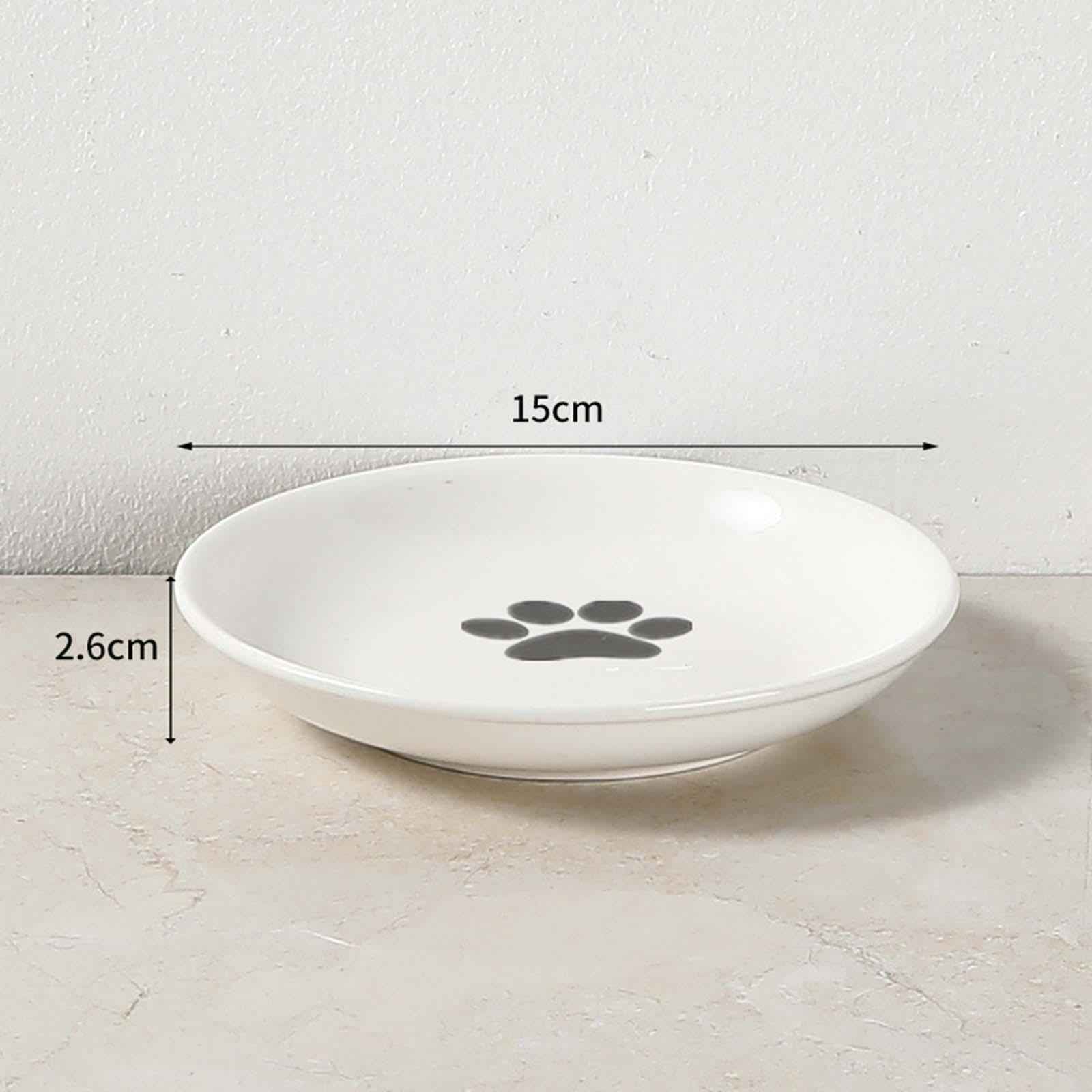 Pet Ceramic Bowl Pet Food Water Bowl Cat Food Bowl Cat Elevated Feeder Paw Print Plate