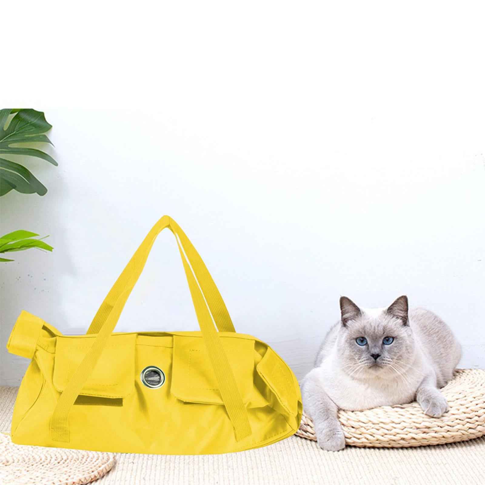 Cat Grooming Restraint Bag Anti Bite Anti Scratching Nail Trimming Bathing Yellow 37cmx24cm S