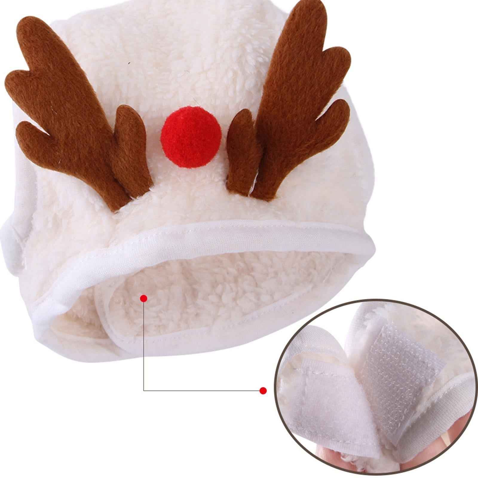 Cute Christmas Dog Hat Warm Winter Soft Headdress for Dogs Party Festival White L