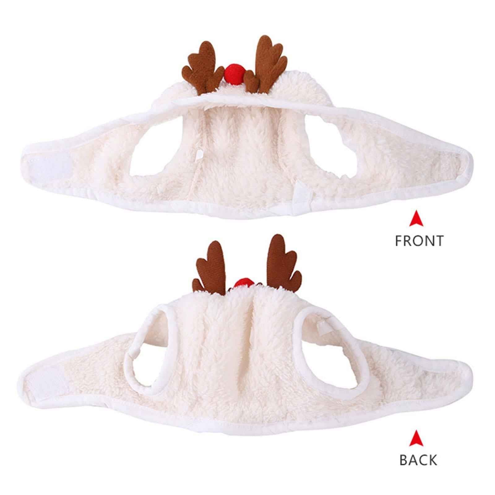 Cute Christmas Dog Hat Warm Winter Soft Headdress for Dogs Party Festival White L