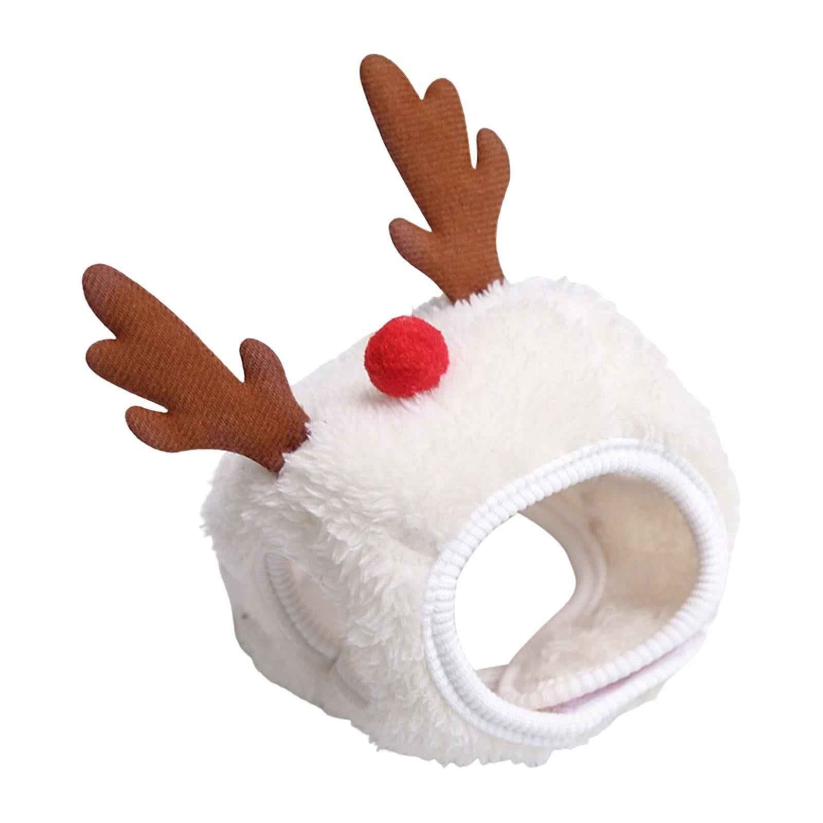 Cute Christmas Dog Hat Warm Winter Soft Headdress for Dogs Party Festival White L