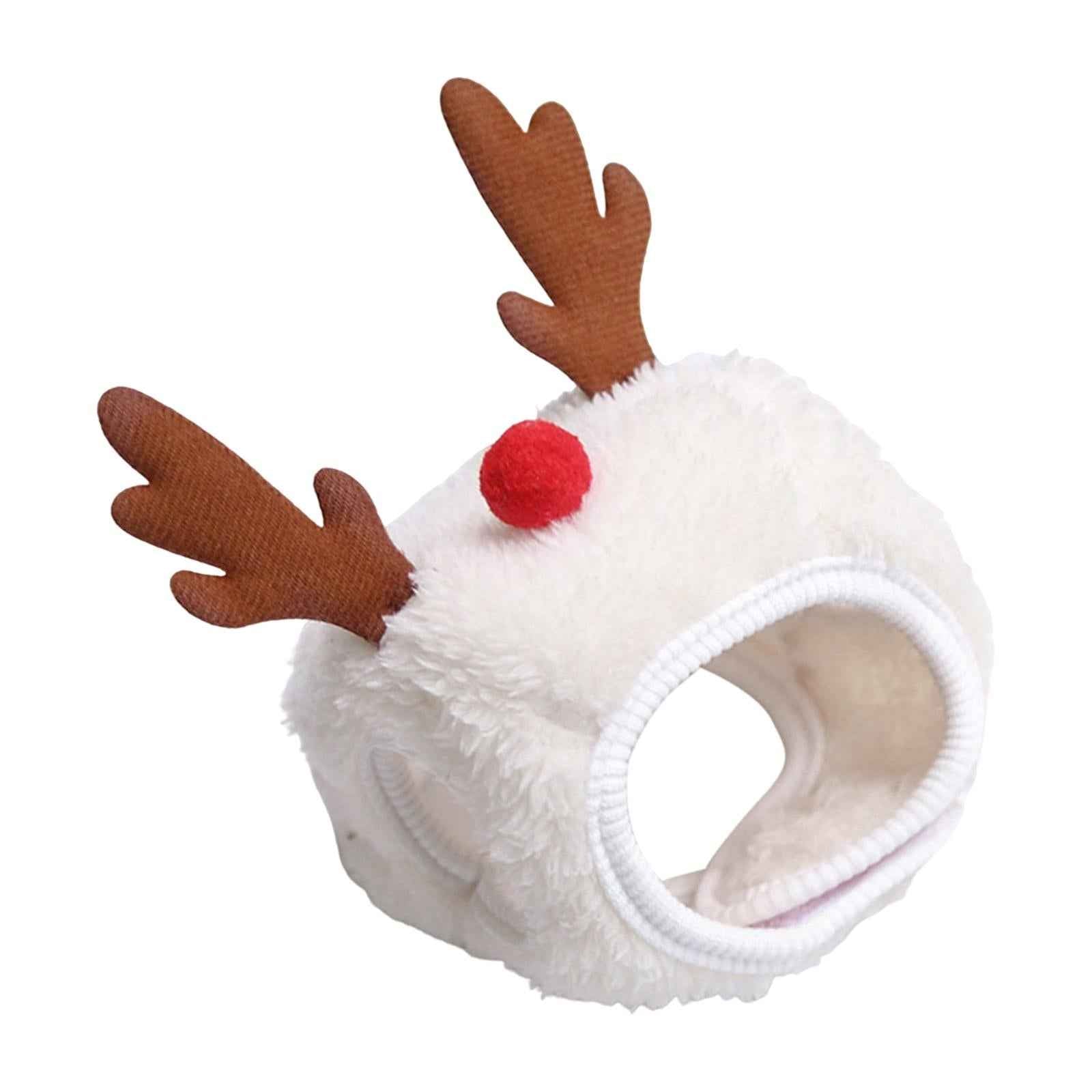 Cute Christmas Dog Hat Warm Winter Soft Headdress for Dogs Party Festival White L