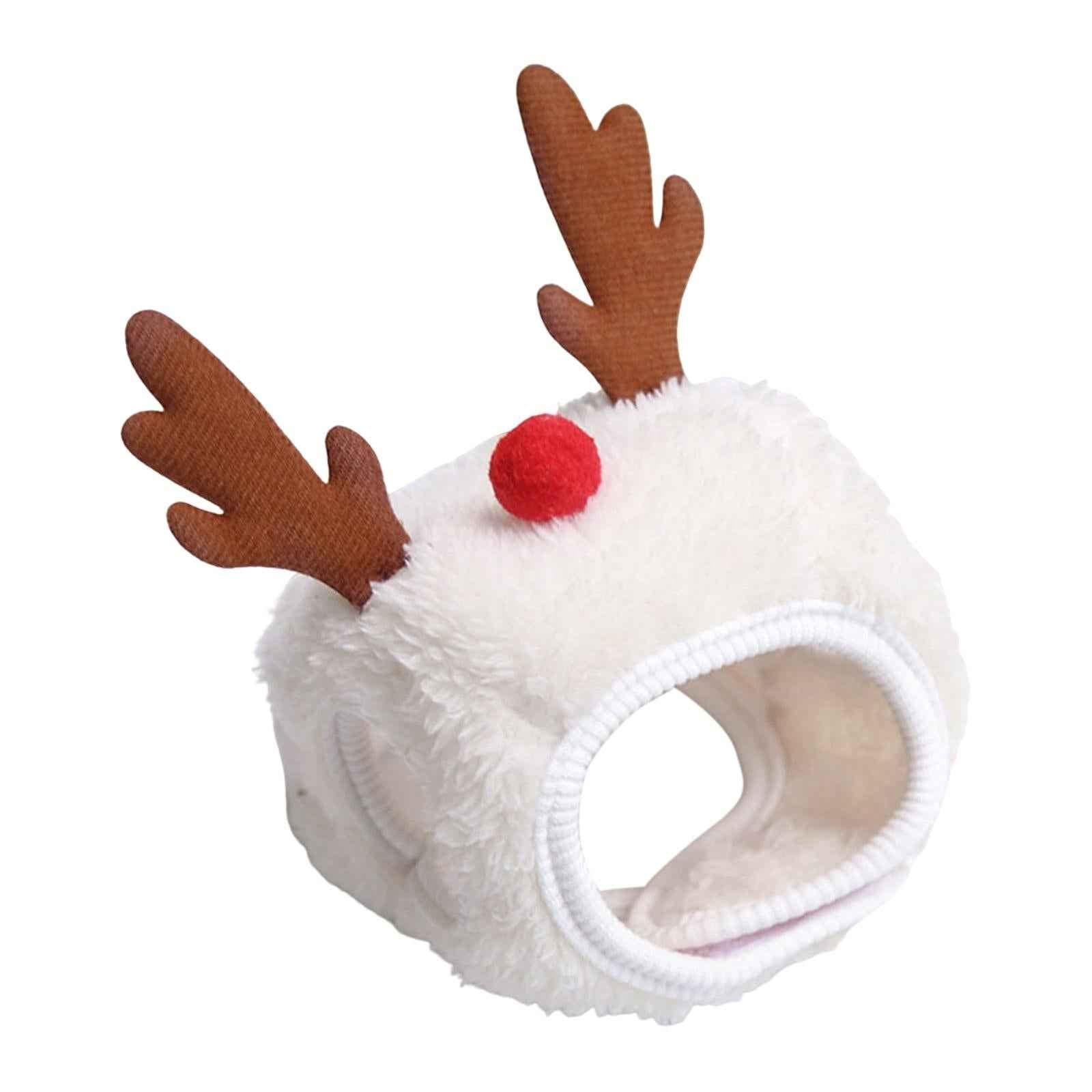 Cute Christmas Dog Hat Warm Winter Soft Headdress for Dogs Party Festival White L