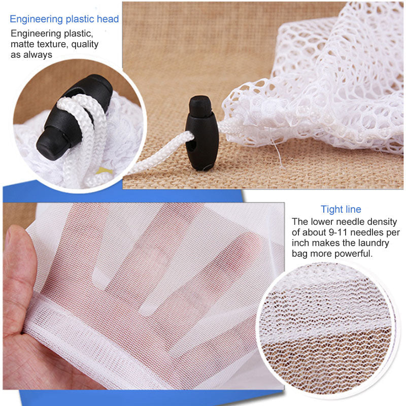 50x60cm Washing Machine Reusable Delicate Mesh Bag Drawstring Laundry Wash Bag (Thick Mesh)