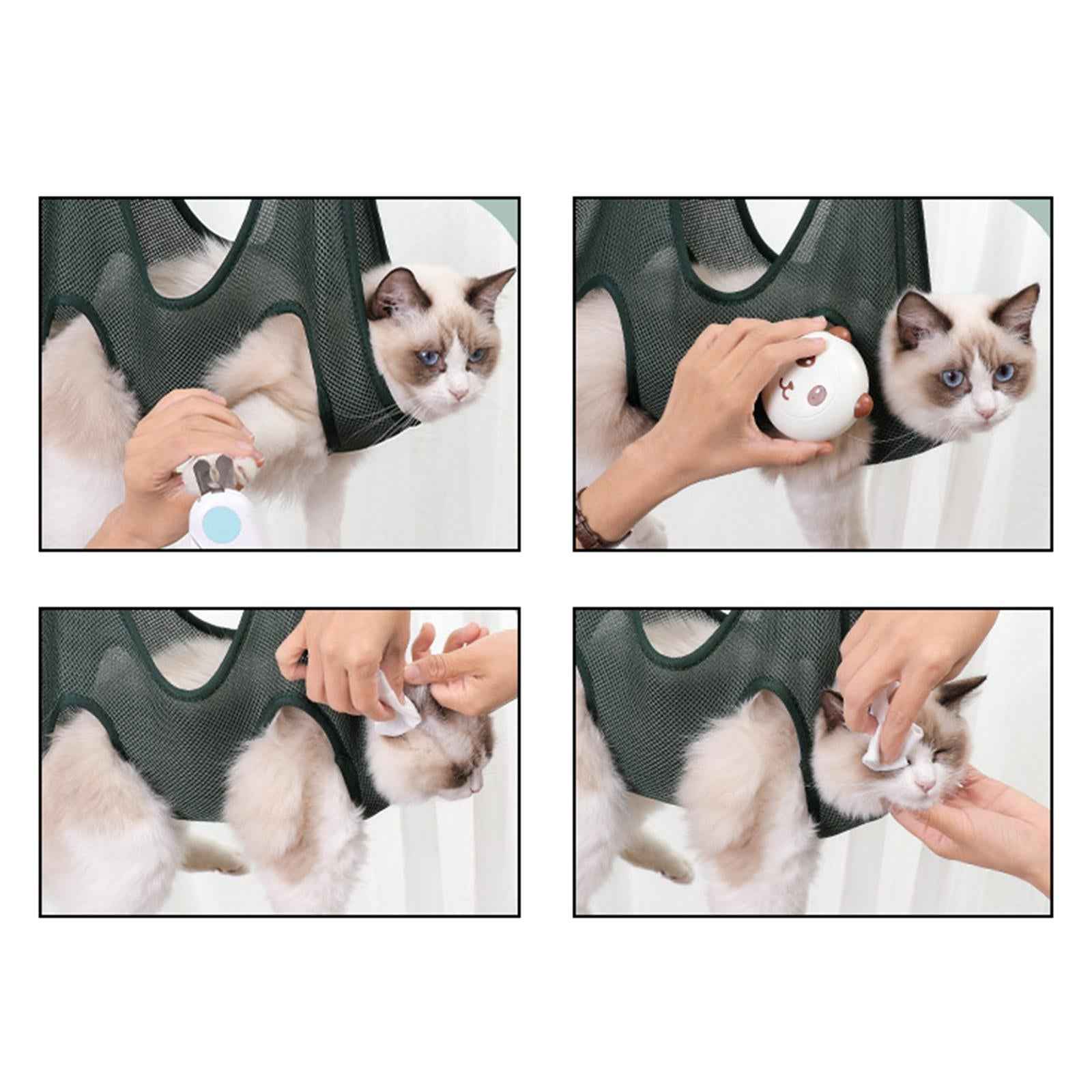 Cat Grooming Hammock Restraint Bag Dog for Bath Nail Clip Trimming Large green