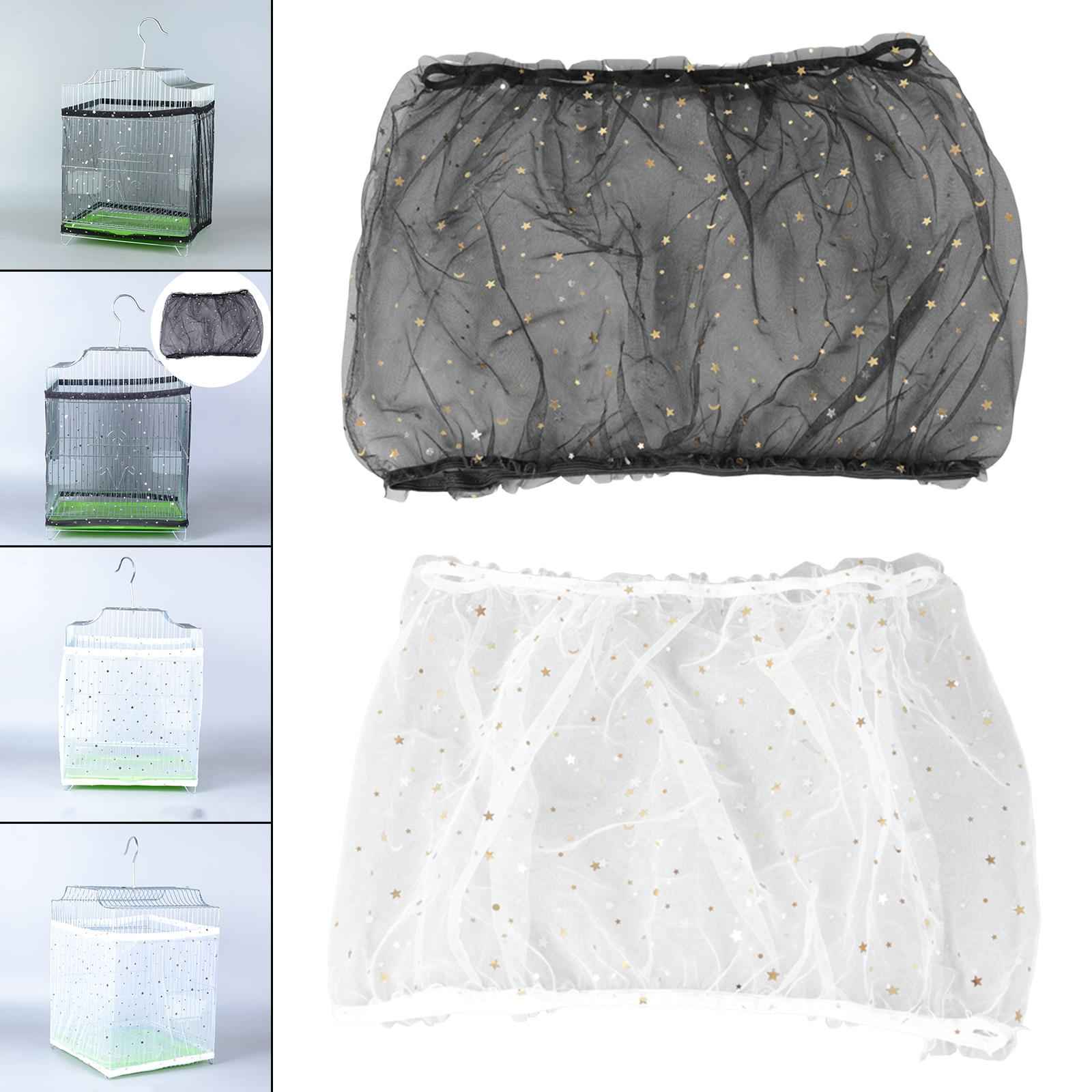 Bird Cage Cover Birdcage Catcher for Budgies Parakeet Square Round Cages Black