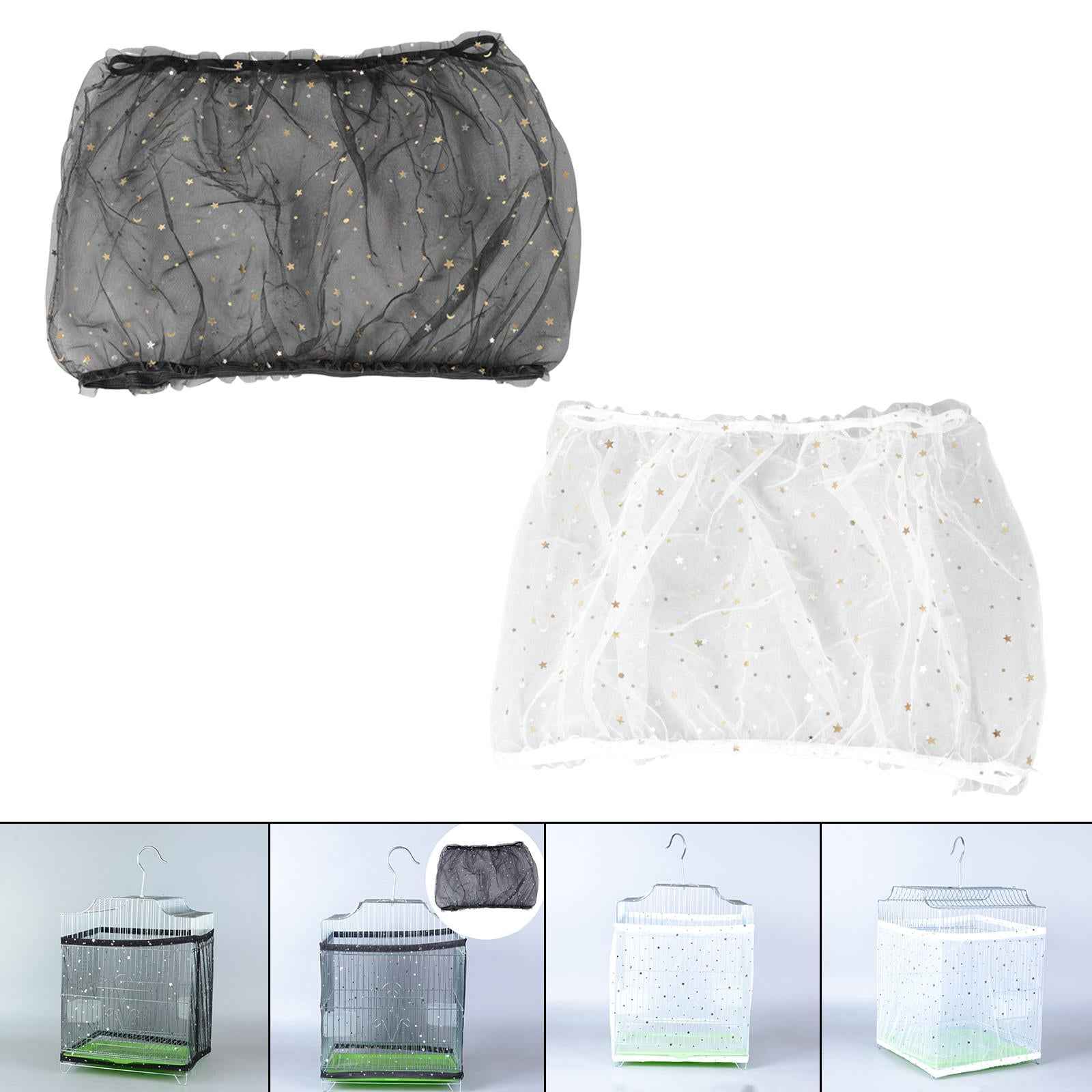 Bird Cage Cover Birdcage Catcher for Budgies Parakeet Square Round Cages Black