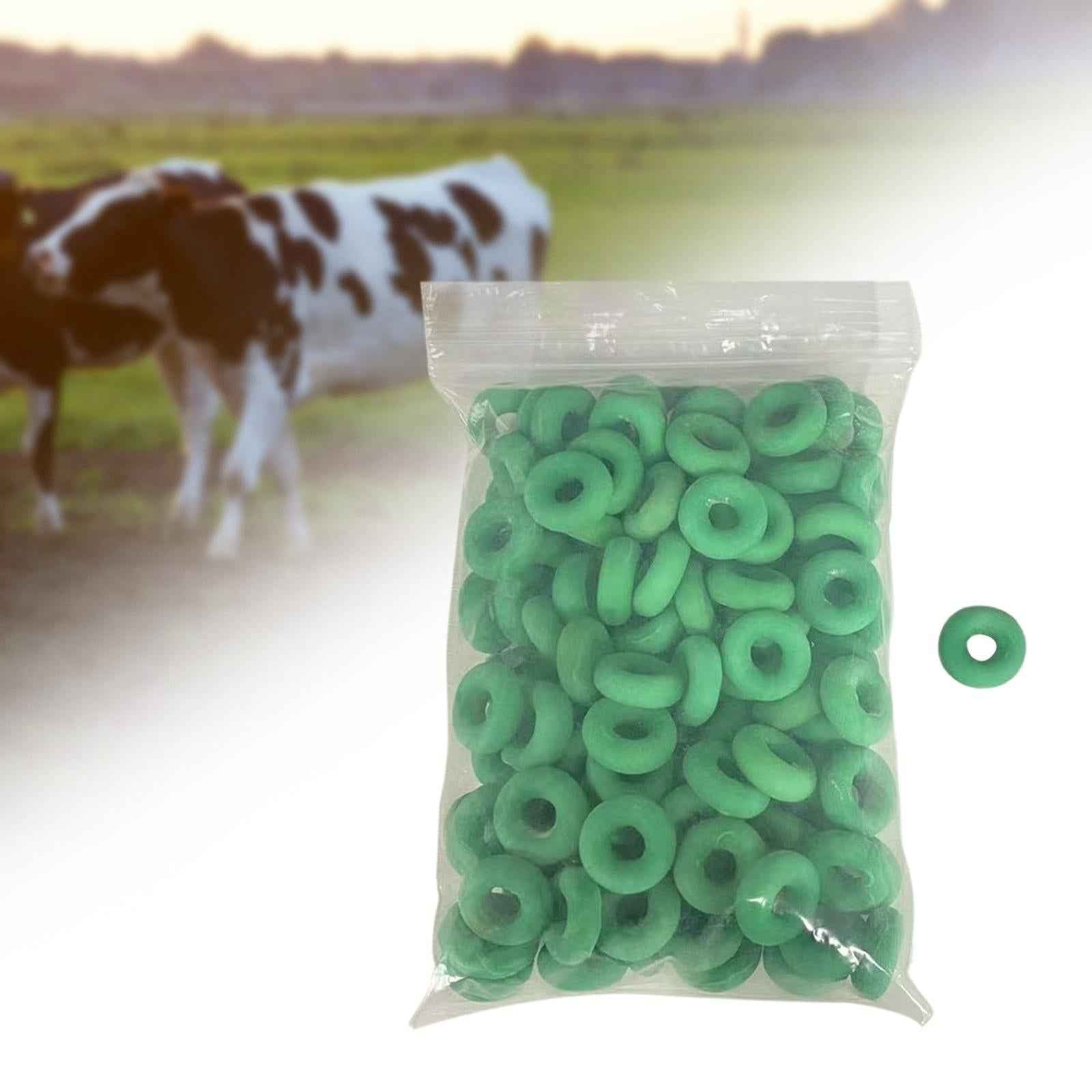 100Pcs Strong Castration Bands Rubber Castration Rings for Lambs Sheep Green