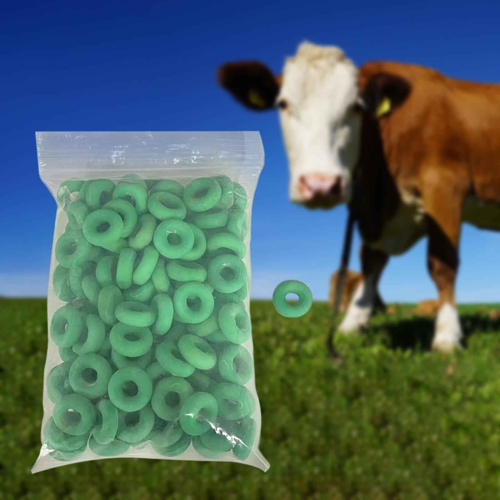 100Pcs Strong Castration Bands Rubber Castration Rings for Lambs Sheep Green