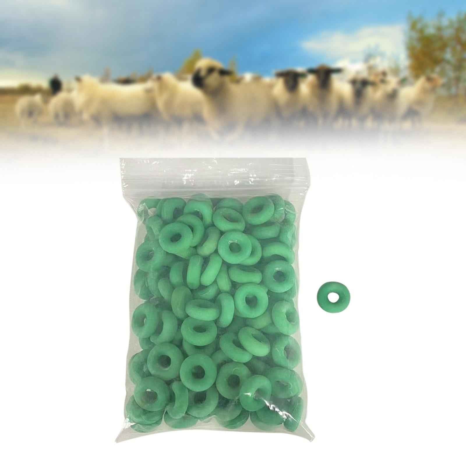 100Pcs Strong Castration Bands Rubber Castration Rings for Lambs Sheep Green