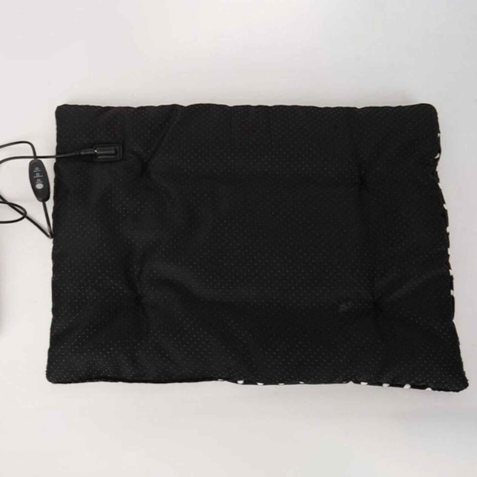 Cats Dogs Bed 3 Adjustable Temperature Portable Comfortable Pet Heating Pads Black 27cmx37cm
