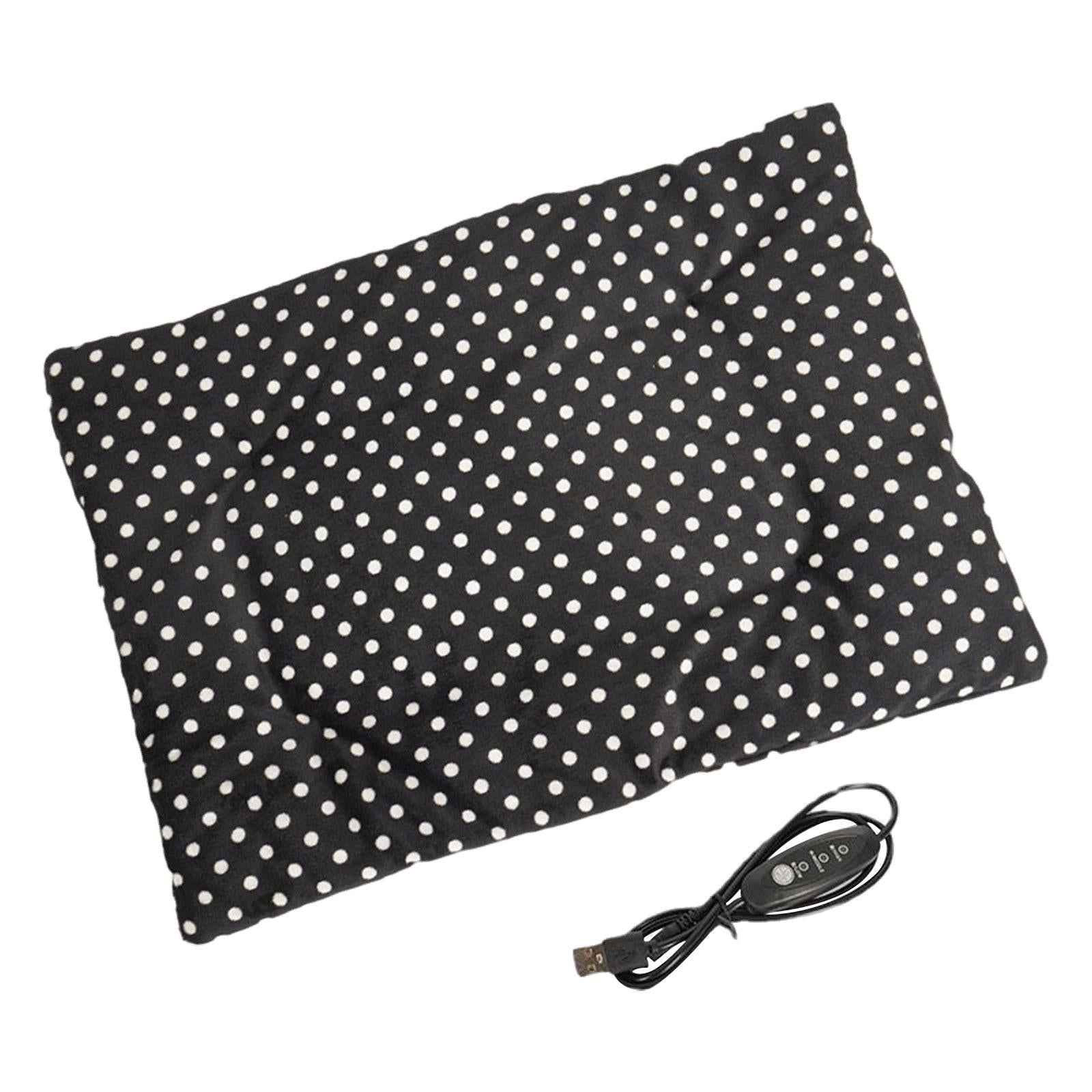 Cats Dogs Bed 3 Adjustable Temperature Portable Comfortable Pet Heating Pads Black 27cmx37cm