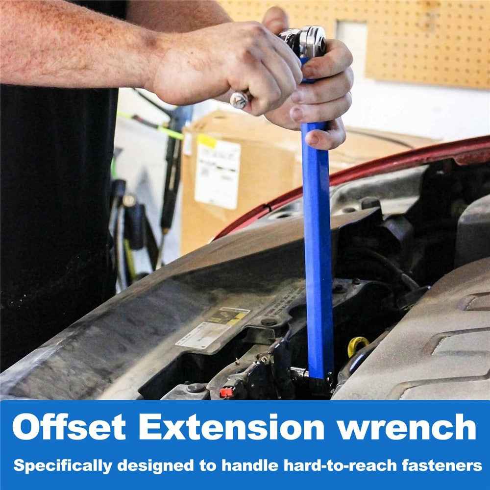 Universal Multi-Purpose Extension Wrench High Carbon Steel Ratchet Wrench - Blue
