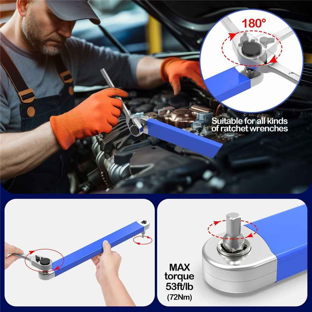 Universal Multi-Purpose Extension Wrench High Carbon Steel Ratchet Wrench - Blue