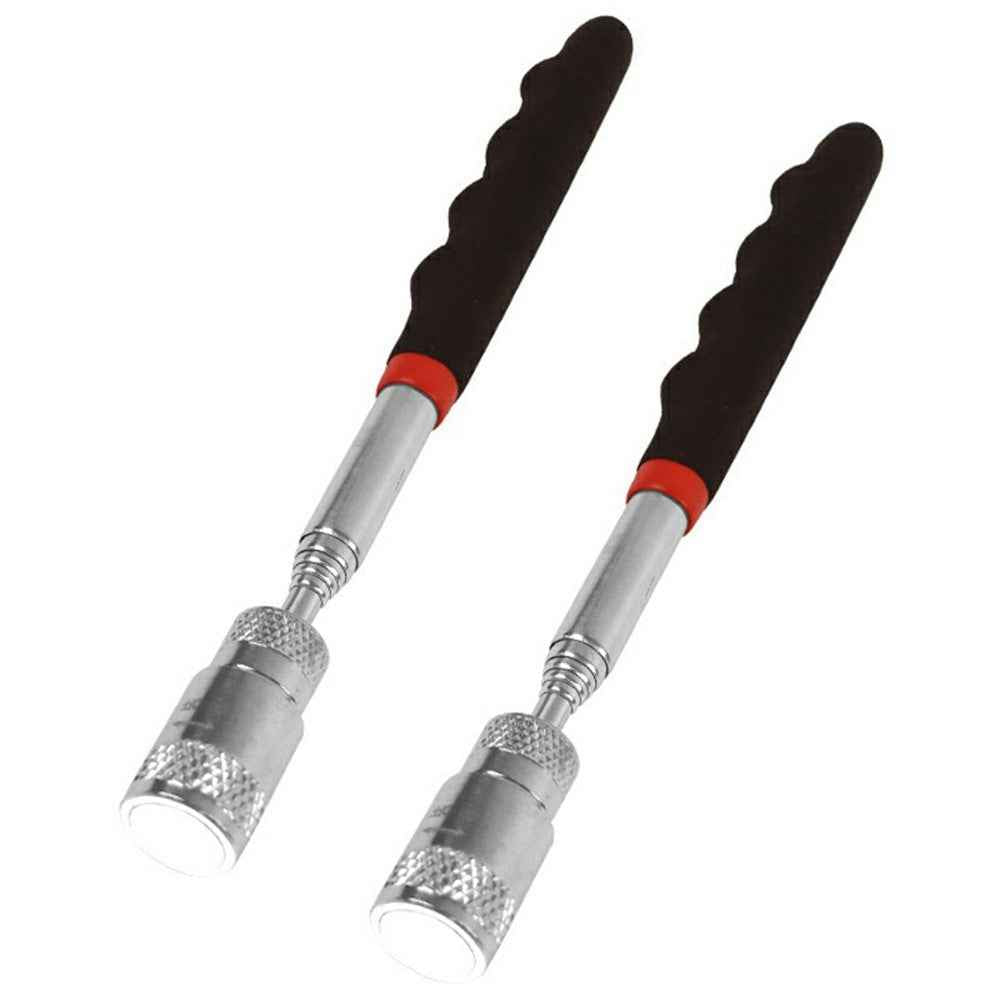 2Pcs LED Magnetic Iron Pickup Tool Telescoping Extendable Stainless Steel Retrieval Rod with Light