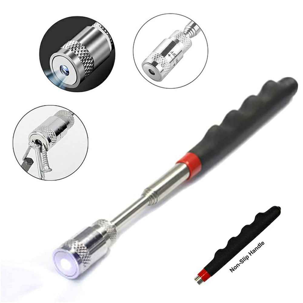 2Pcs LED Magnetic Iron Pickup Tool Telescoping Extendable Stainless Steel Retrieval Rod with Light
